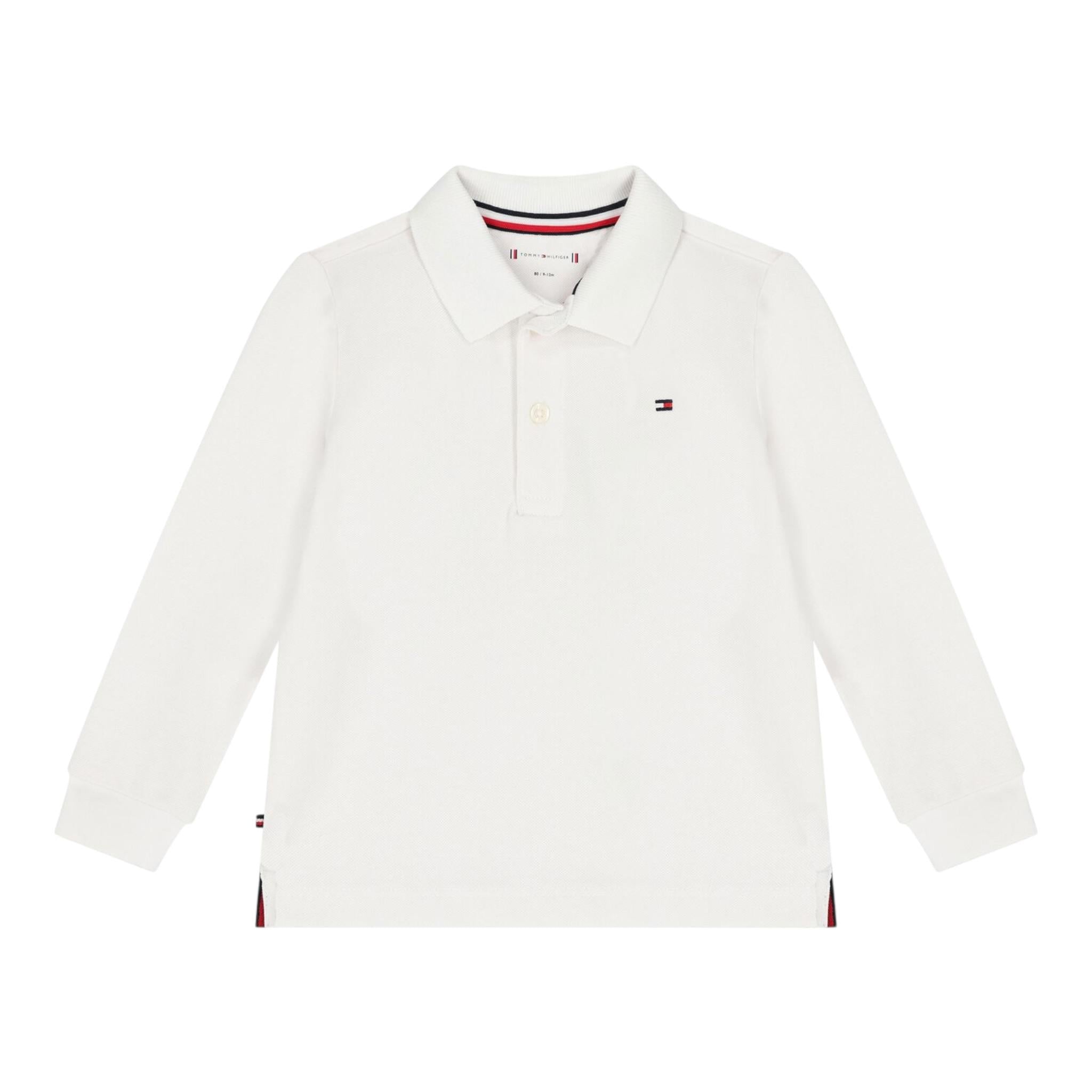 Tommy Hilfiger Polo Manica Lunga Tinta Unita per Neonato KN0KN01848 BIANCO TOMMY HILFIGER 