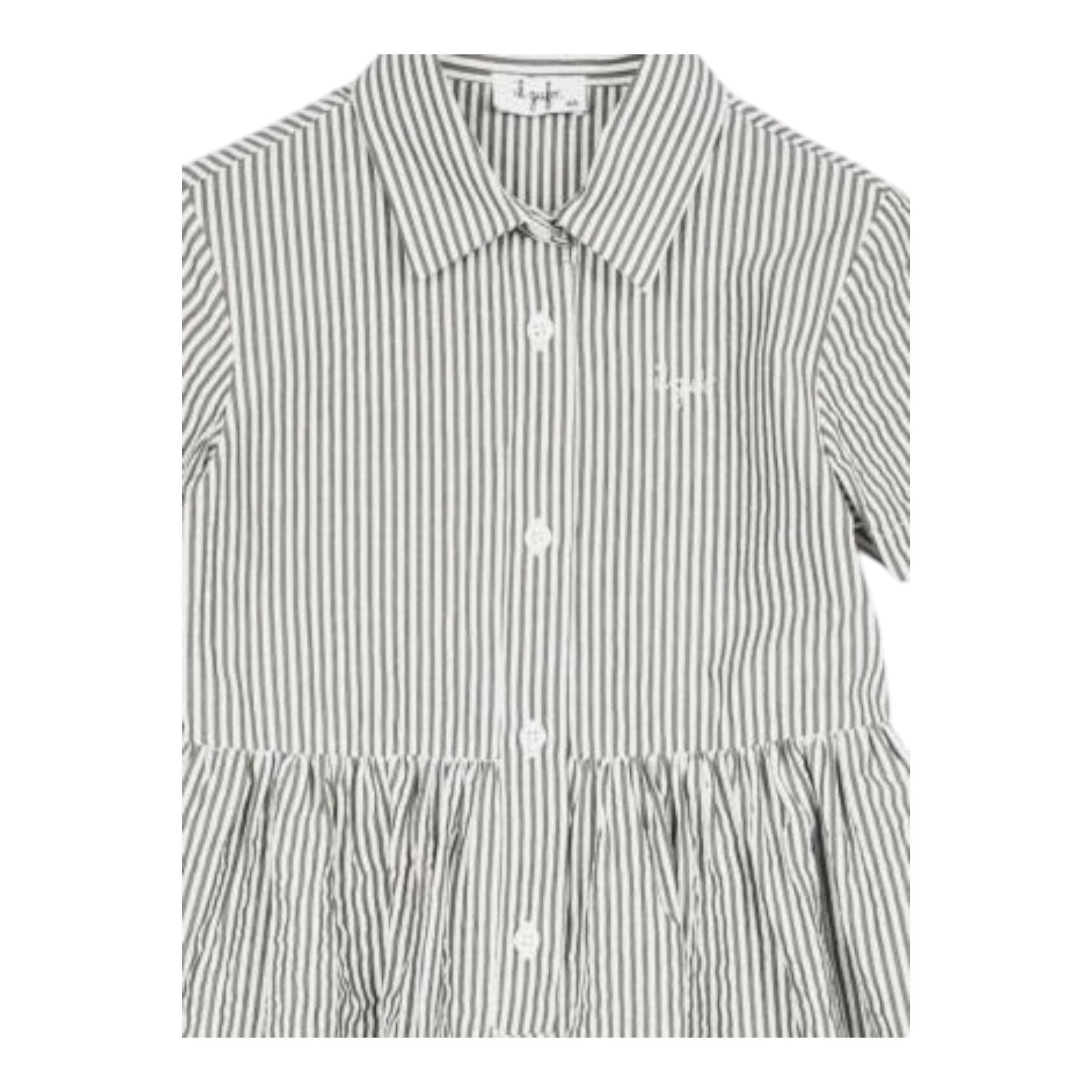 Il Gufo Abito Mezza Manica Tinta Unita con Fantasia A Righe per Bambina P25VM780C1080 BIANCO IL GUFO 