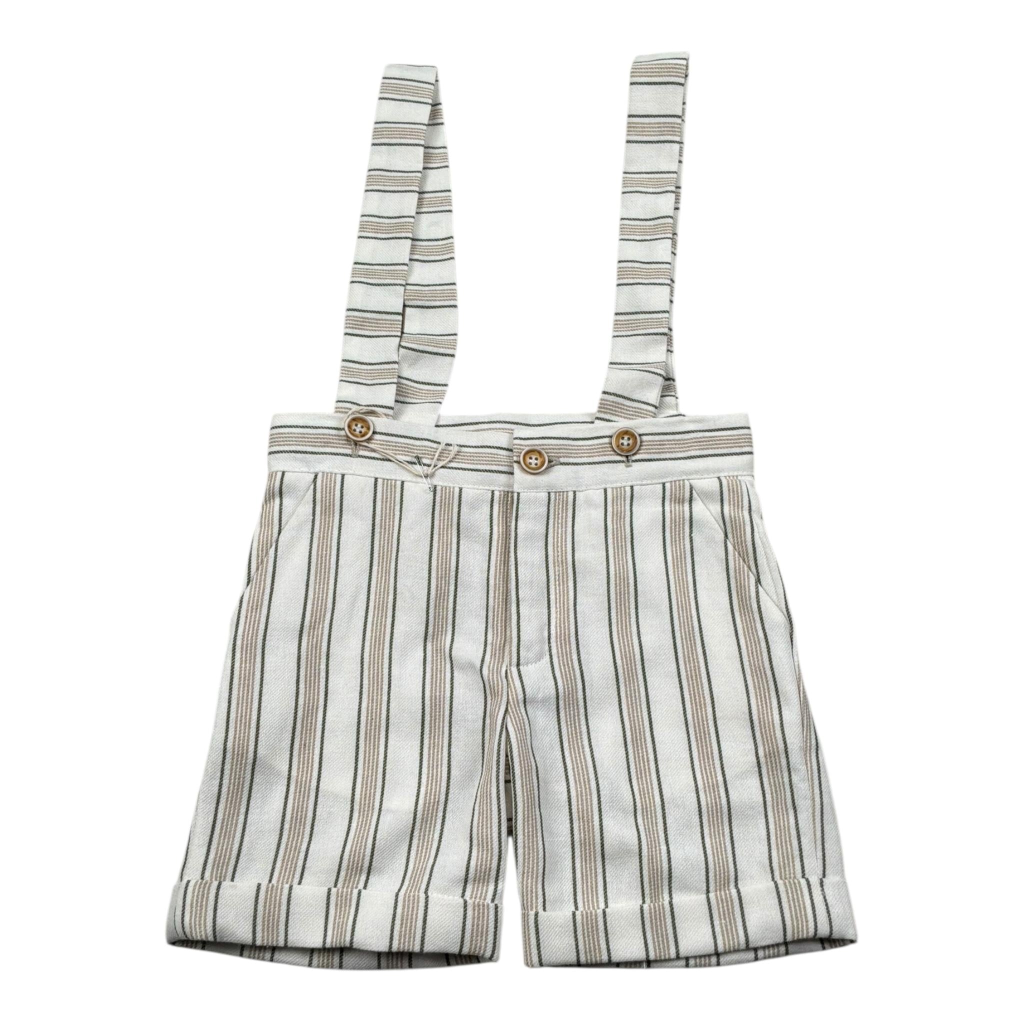 Pure Firenze Bermuda Fantasia A Righe con Bretelle per Neonato PC03291 BIANCO PURE FIRENZE 