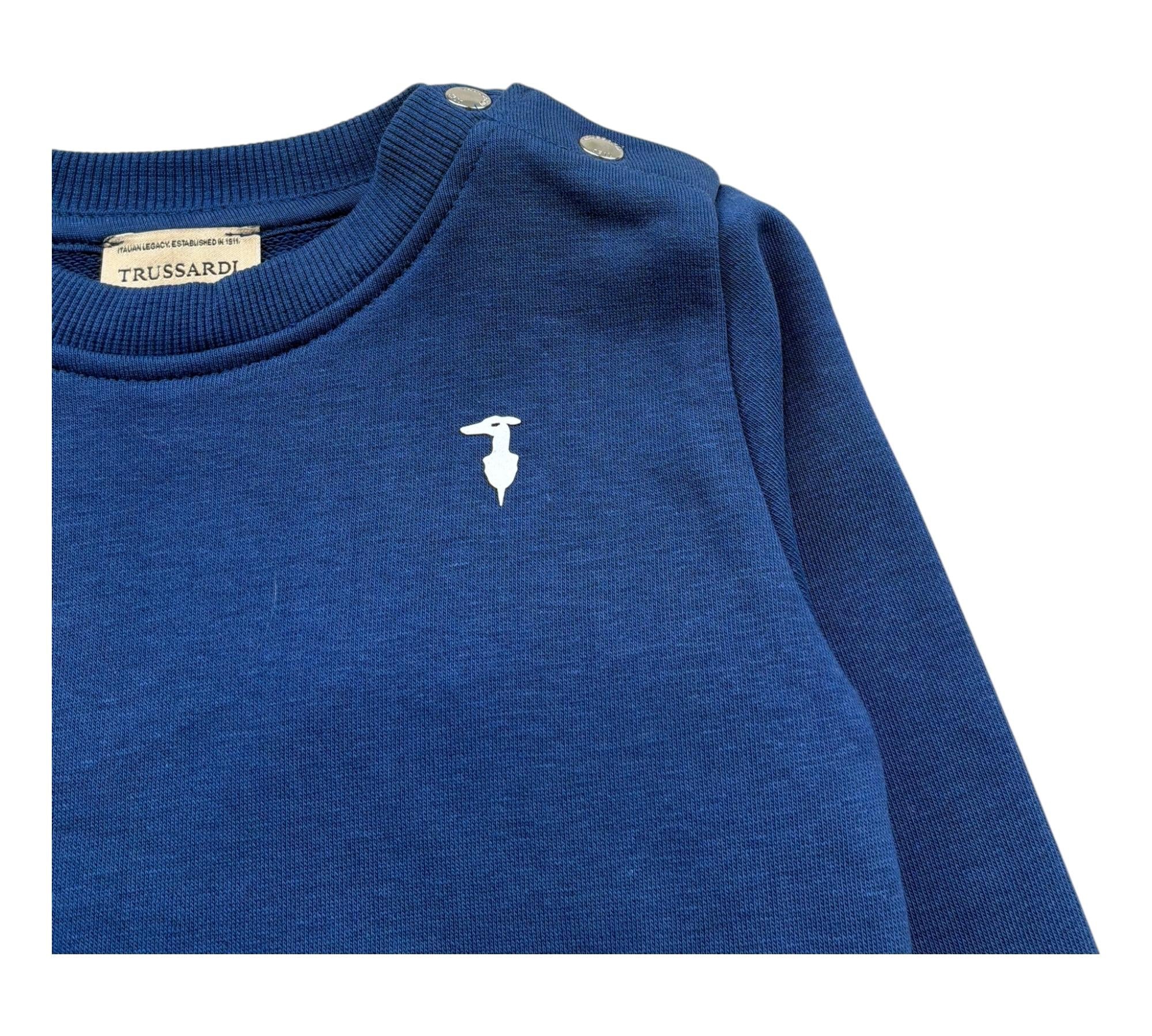 Trussardi Felpa Chiusa Girocollo Tinta Unita con Logo per Neonato TIP26001FE BLU TRUSSARDI 
