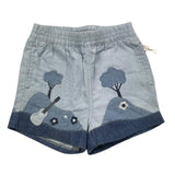 Stella Mccartney Short In Denim Tinta Unita Con Stampa Azzurro Per Neonata