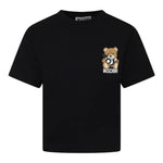 Moschino T-Shirt Girocollo Tinta Unita con Stampa per Bambino HPM050 NERO MOSCHINO 