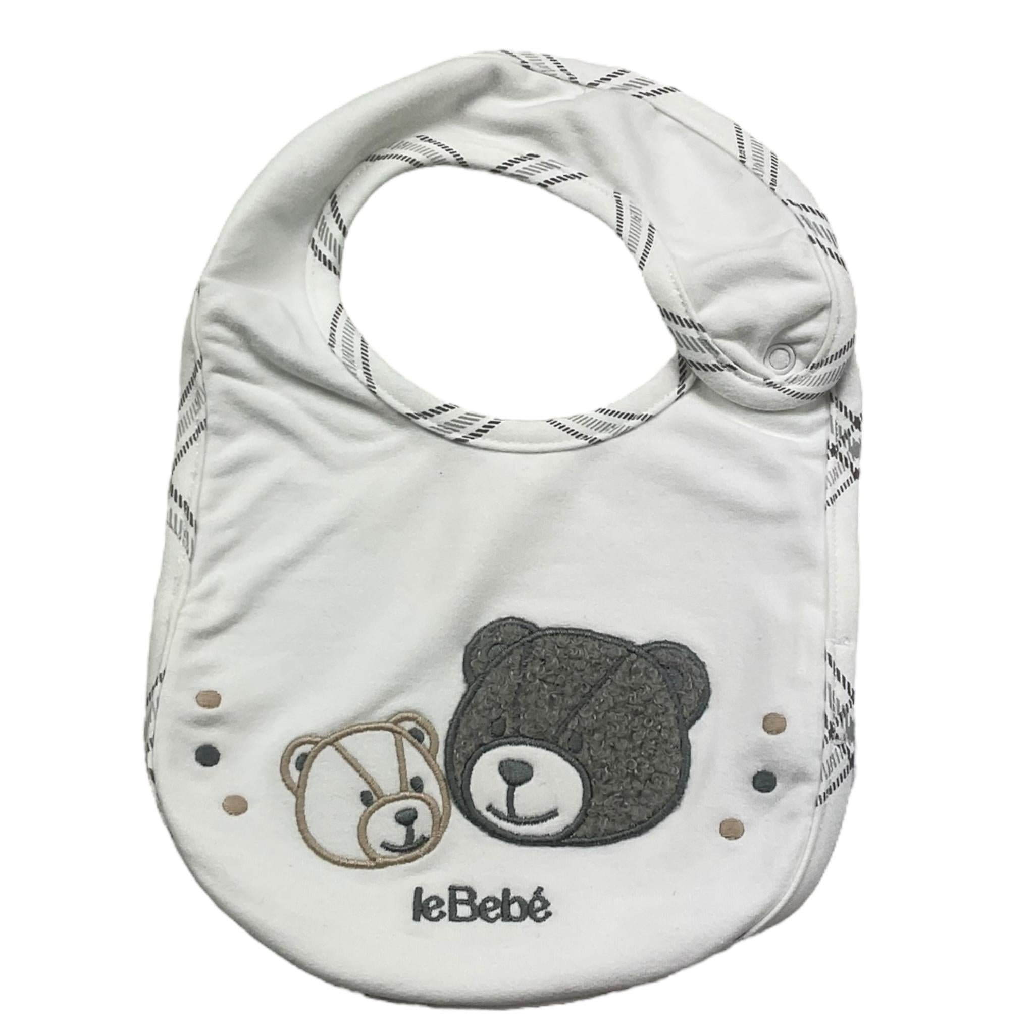 LE BEBE' bavetta tinta unita con orso Bianco per Neonato LBB5090 BIANCO LE BEBE' 