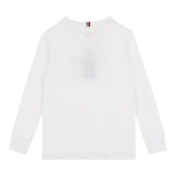 Tommy Hilfiger Shirt Girocollo Tinta Unita con Logo per Neonato KB0KB09633 BIANCO TOMMY HILFIGER 