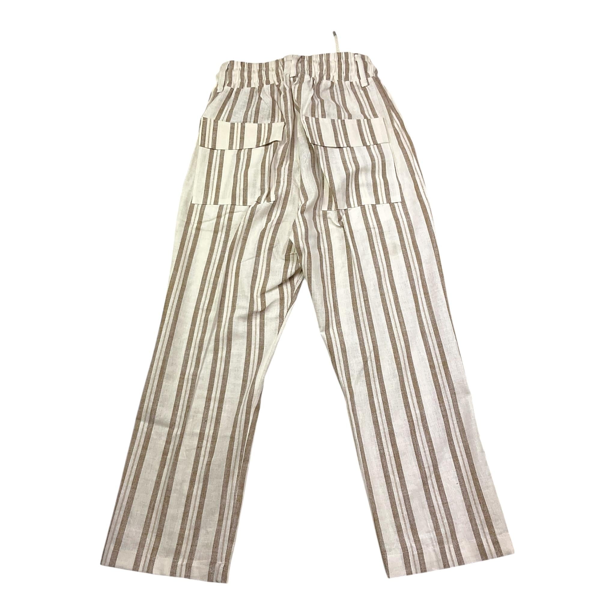 Never Too Pantalone Tinta Unita con Fantasia A Righe per Bambino NT1944R BIANCO NEVER TOO 