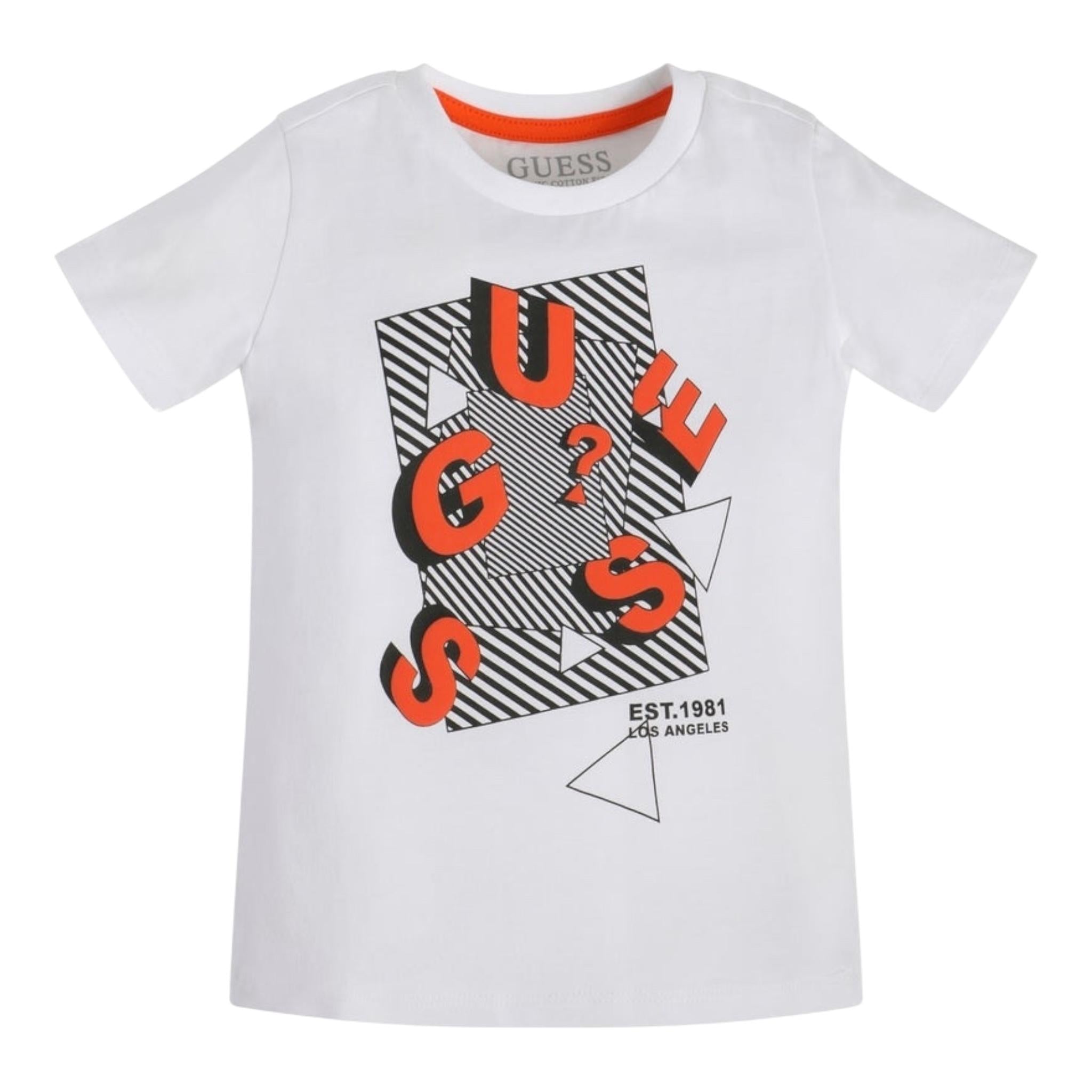 Guess T-Shirt Girocollo Tinta Unita con Stampa per Neonato N3RI16K8HM0 BIANCO GUESS 
