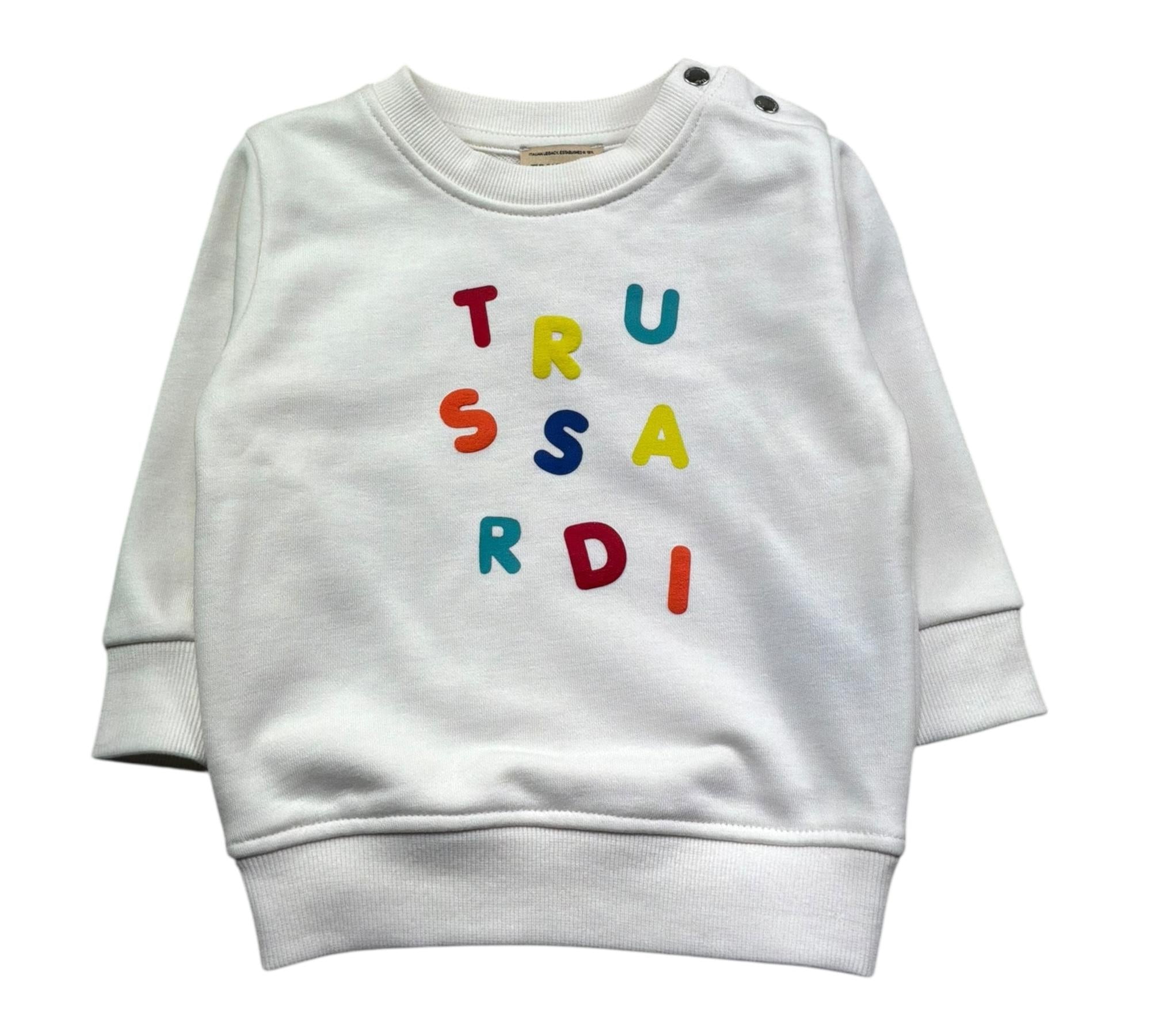 Trussardi Felpa Chiusa Girocollo Tinta Unita con Stampe per Neonato TIP26084FE BIANCO TRUSSARDI 