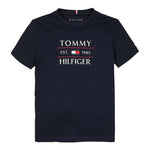 Tommy Hilfiger T-Shirt Girocollo Tinta Unita con Logo per Bambino KB0KB09538XX NERO TOMMY HILFIGER 