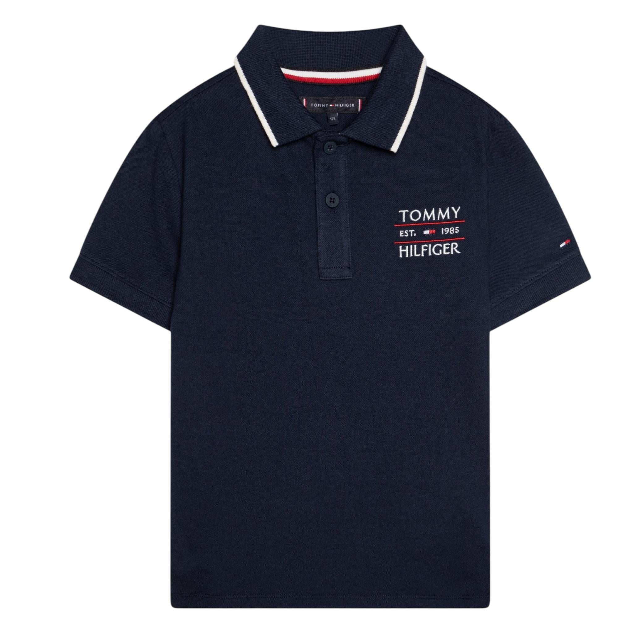 Tommy Hilfiger Polo Mezza Manica con Ricamo Logo Blu per Bambino KB0KB09524X BLU TOMMY HILFIGER 