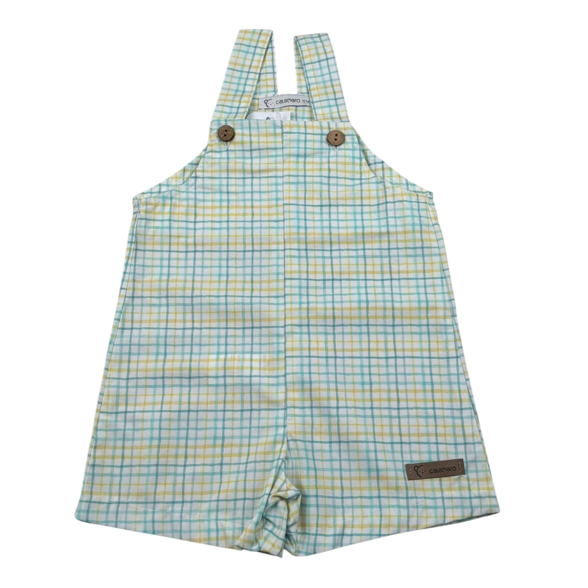 Calamaro Salopette Fantasia Quadri per Neonato 32477 BIANCO CALAMARO 