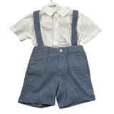 Mayoral Completo 2 Pezzi Camicia-Bermuda con Bretelle Bianco/Blu per Neonato 1250 BIANCO/BLU MAYORAL 