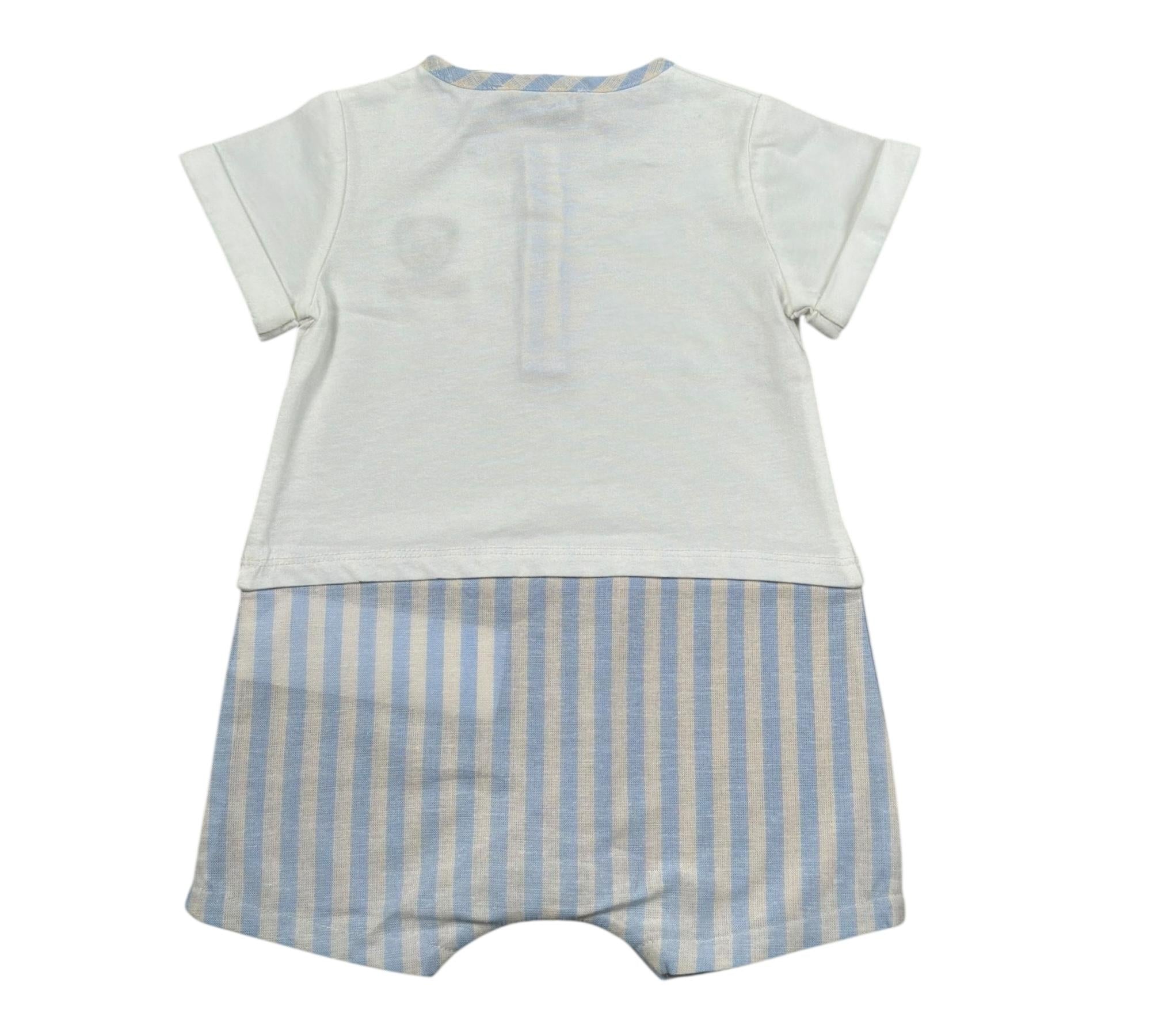 Moschino Pagliaccetto Bicolore Mezza Manica per Neonato MUY08Z BIANCO MOSCHINO 