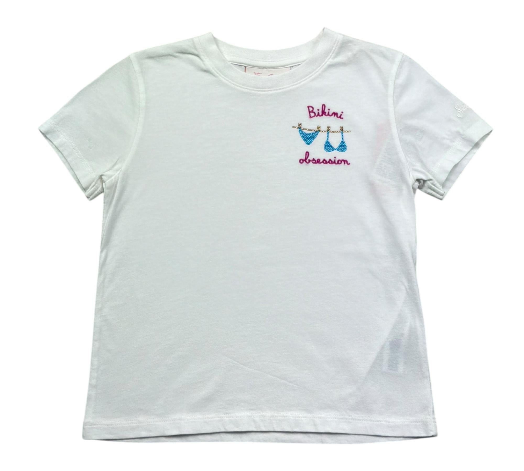 Saint Barth T-Shirt Girocollo Tinta Unita con Stampa per Bambina BIKINI BIANCO SAINT BARTH 