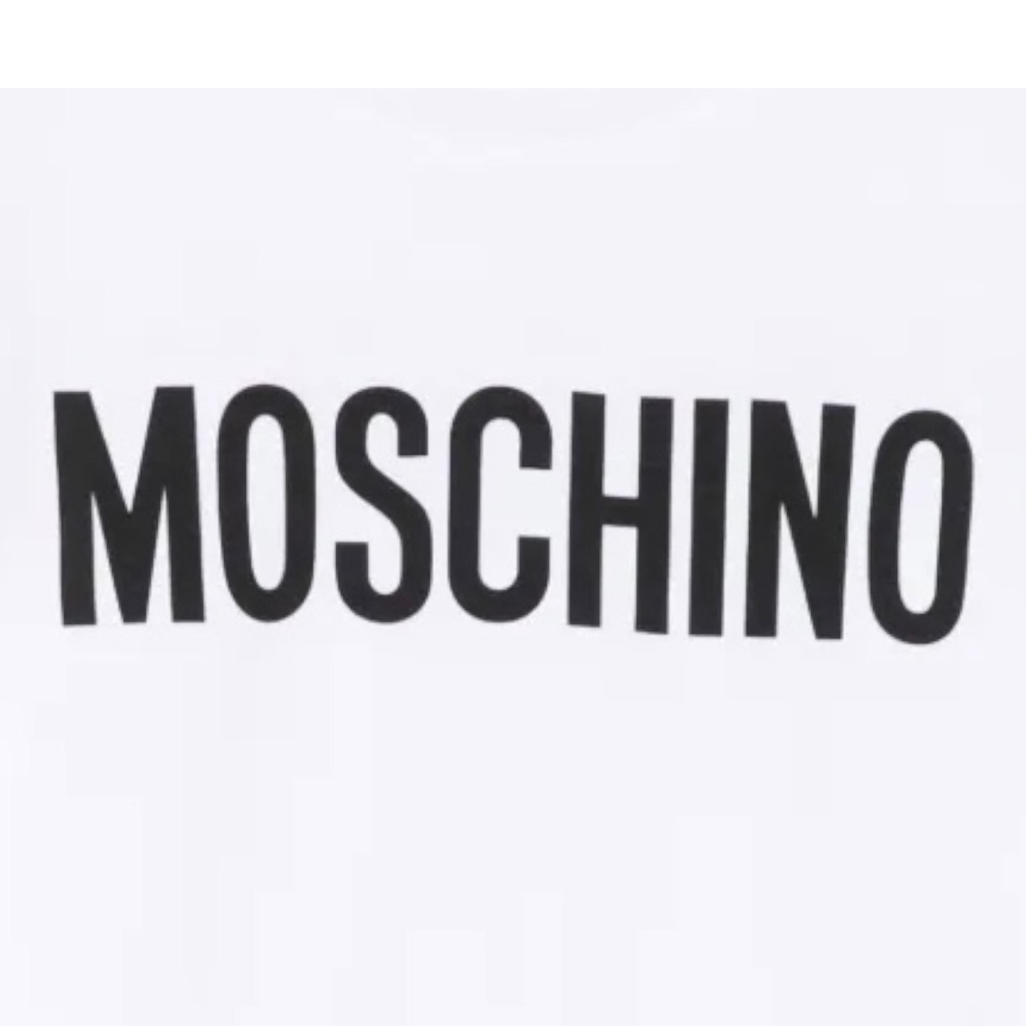 Moschino T-Shirt Girocollo Tinta Unita con Stampa per Bambino HUM05C BIANCO MOSCHINO 