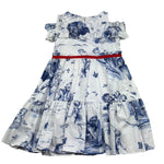 Monnalisa Abito Tinta Unita con Stampa Fantasia per Bambina 117913 BIANCO MONNALISA 