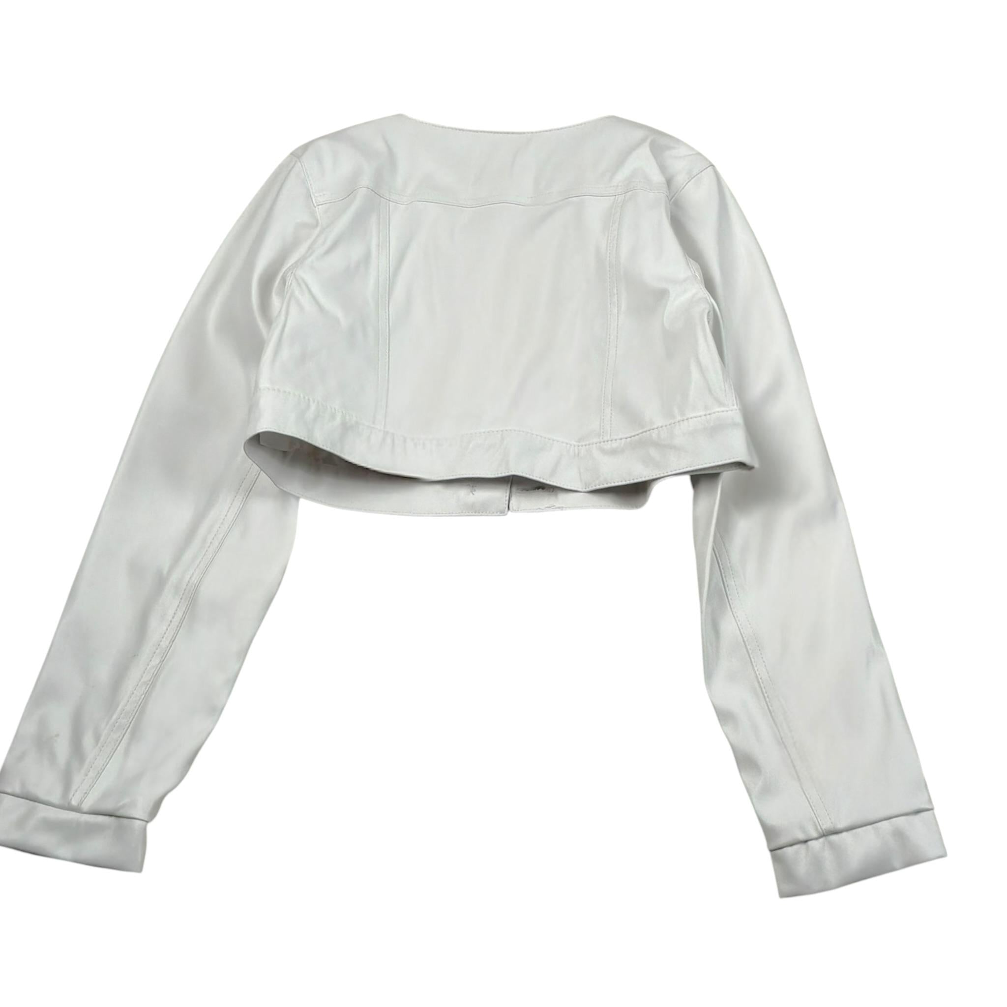 Bella Brilli Giubbino Modello Crop Tinta Unita In Ecopelle per Bambina FURUUR BIANCO BELLA BRILLI 