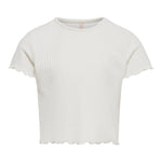 Only T-Shirt Tinta Unita Mezza Manica per Bambina 15225338 BIANCO ONLY 