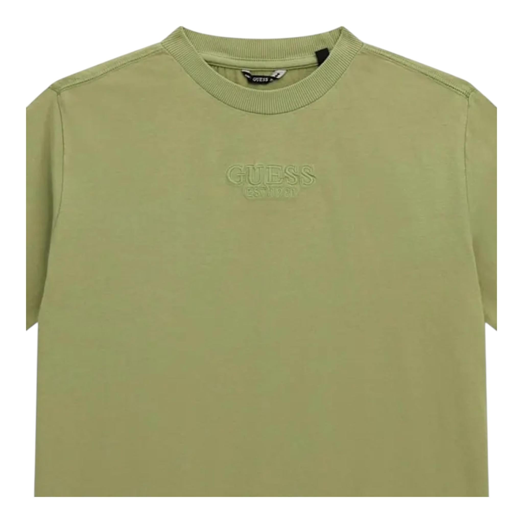 Guess T-Shirt Girocollo Tinta Unita con Stampa per Bambino L5RI36K8HM4 VERDE GUESS 