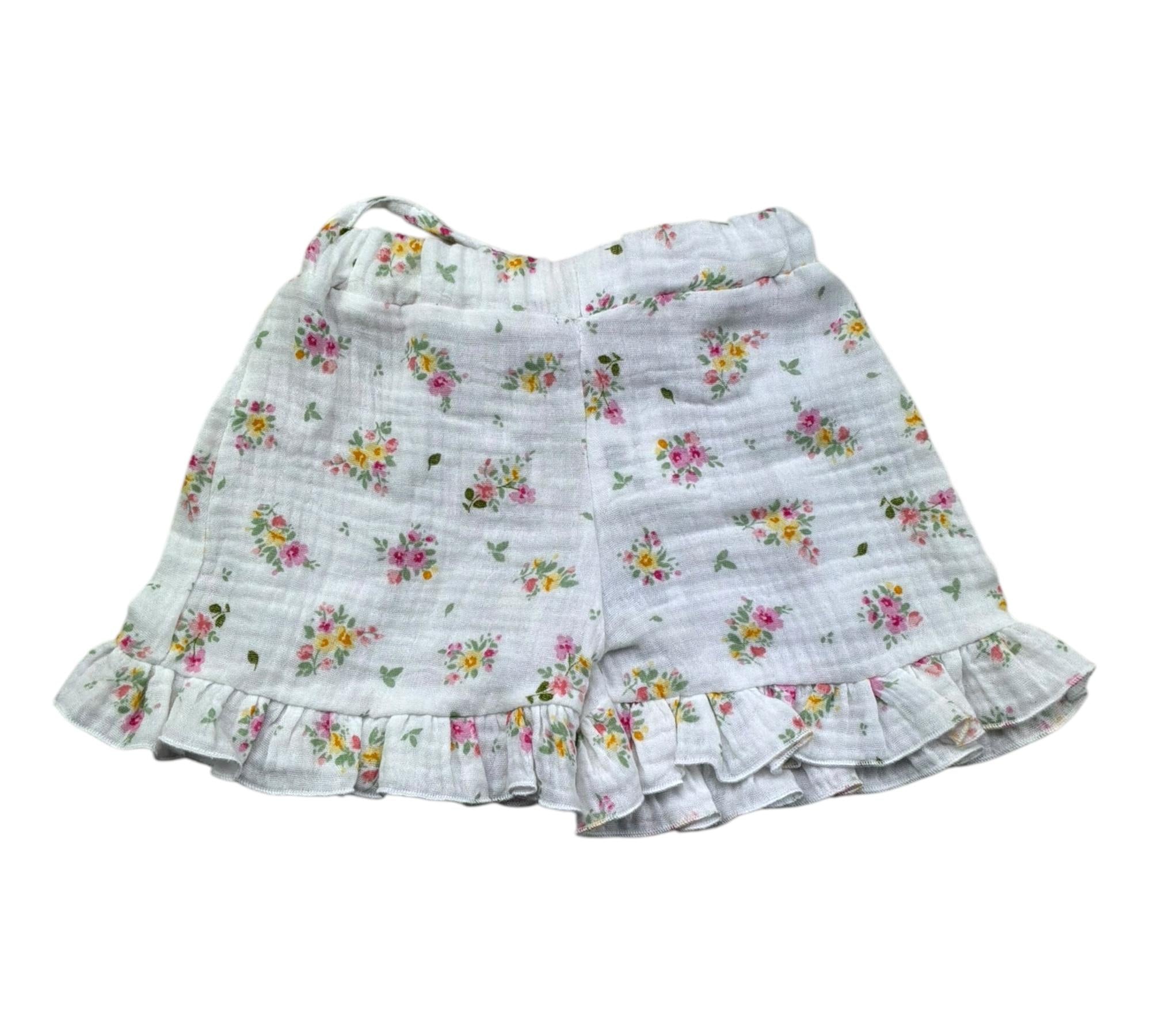 Le Bebe Short Tinta Unita Fantasia Floreale per Neonata LBG6253 BIANCO LE BEBE 