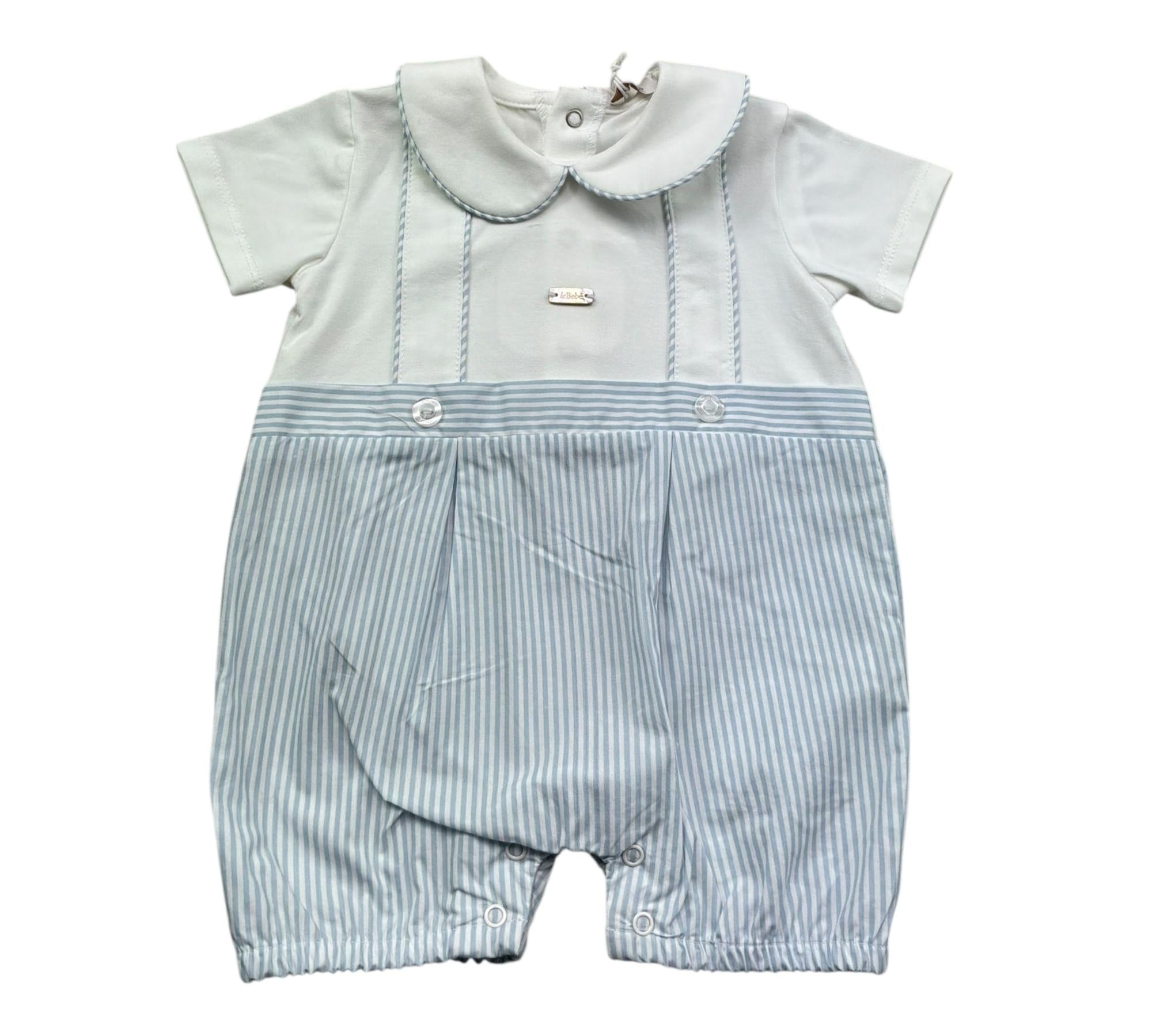 Le Bebe Pagliaccetto Bicolore Mezza Manica per Neonato LBB5257 BIANCO/AZZURRO LE BEBE 