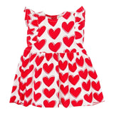 Agatha Ruiz Abito Giromanica Tinta Unita Fantasia Cuori Bianco/Rosso Per Neonata