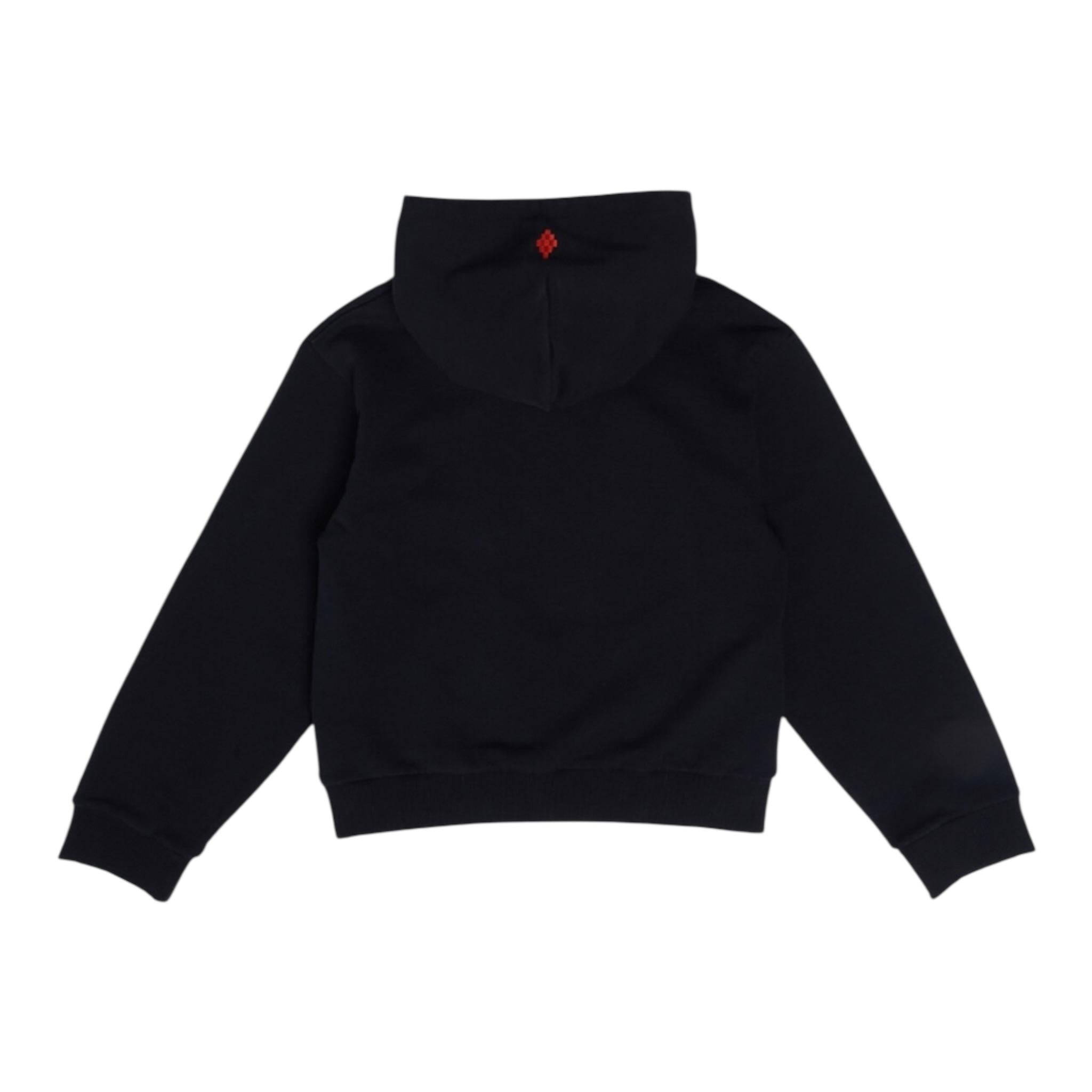 Marcelo Burlon Felpa tinta unita con Cappuccio E Stampa Nero per Bambino CBBB001F23FLE NERO MARCELO BURLON 