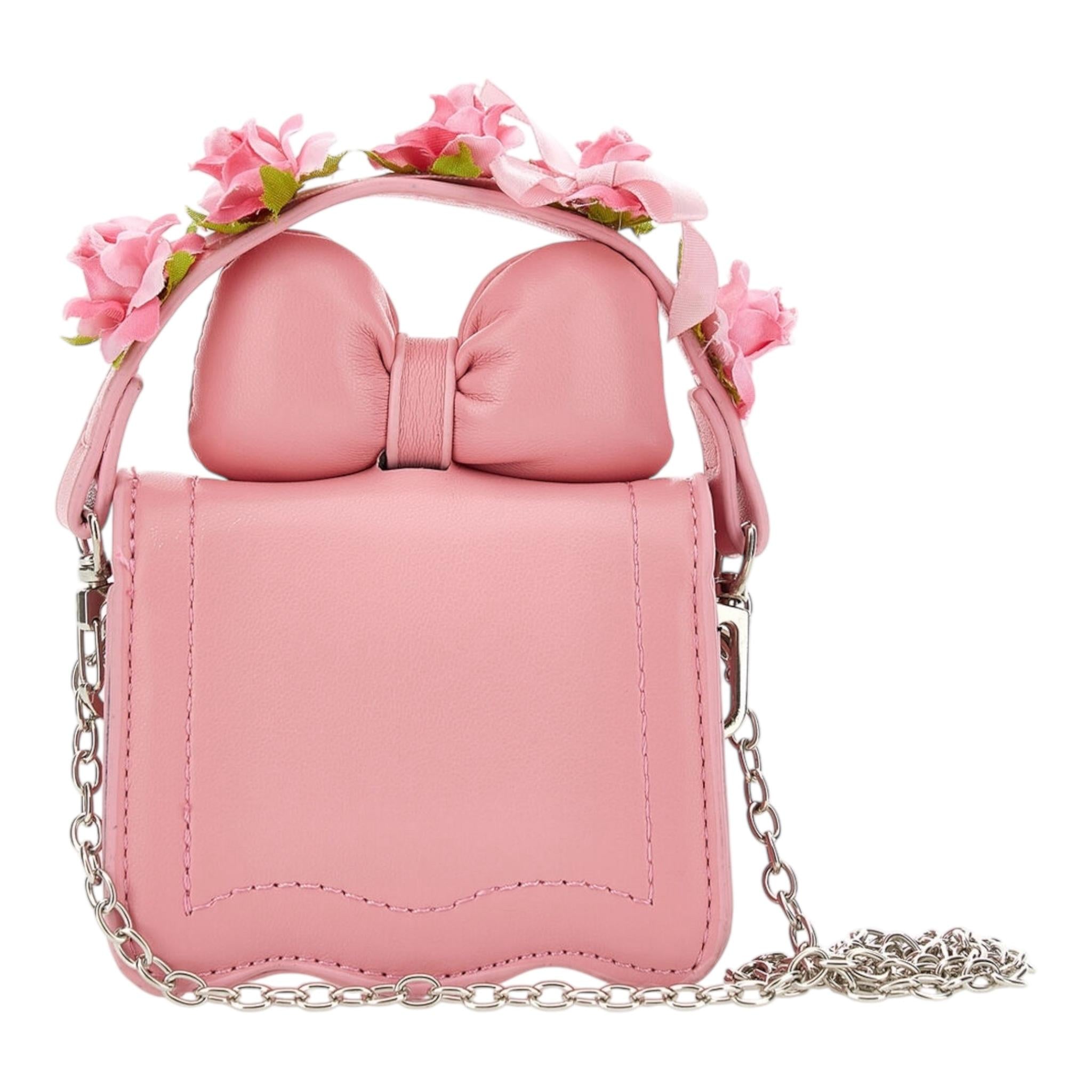 Monnalisa Mini Borsa Tinta Unita con Applicazioni per Bambina 39E003 ROSA MONNALISA 