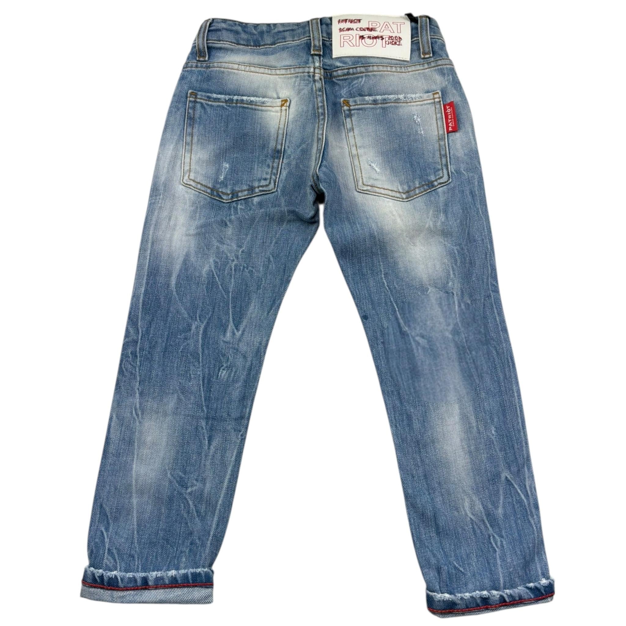 Patriot Jeans Tinta Unita con Strappi per Bambino PJ5S2SPBK37 AZZURRO PATRIOT 