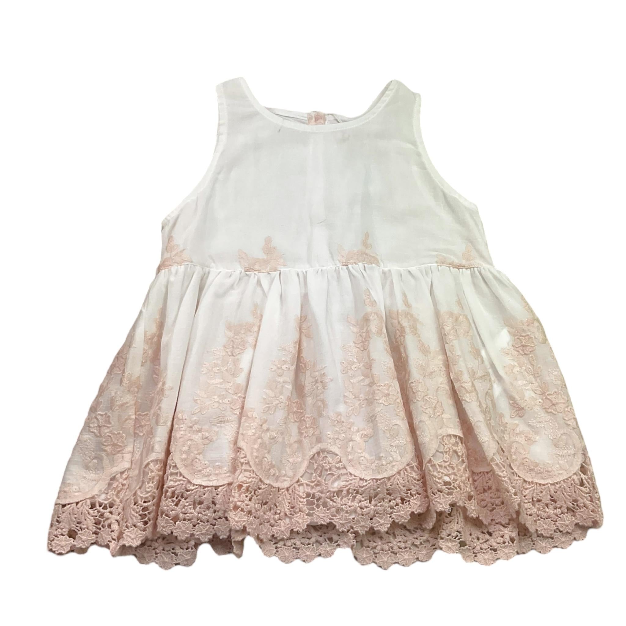 Caffe' D'Orzo Top Tinta Unita Giromanica con Ricami per Bambina ZW5A72 BIANCO CAFFE' D'ORZO 