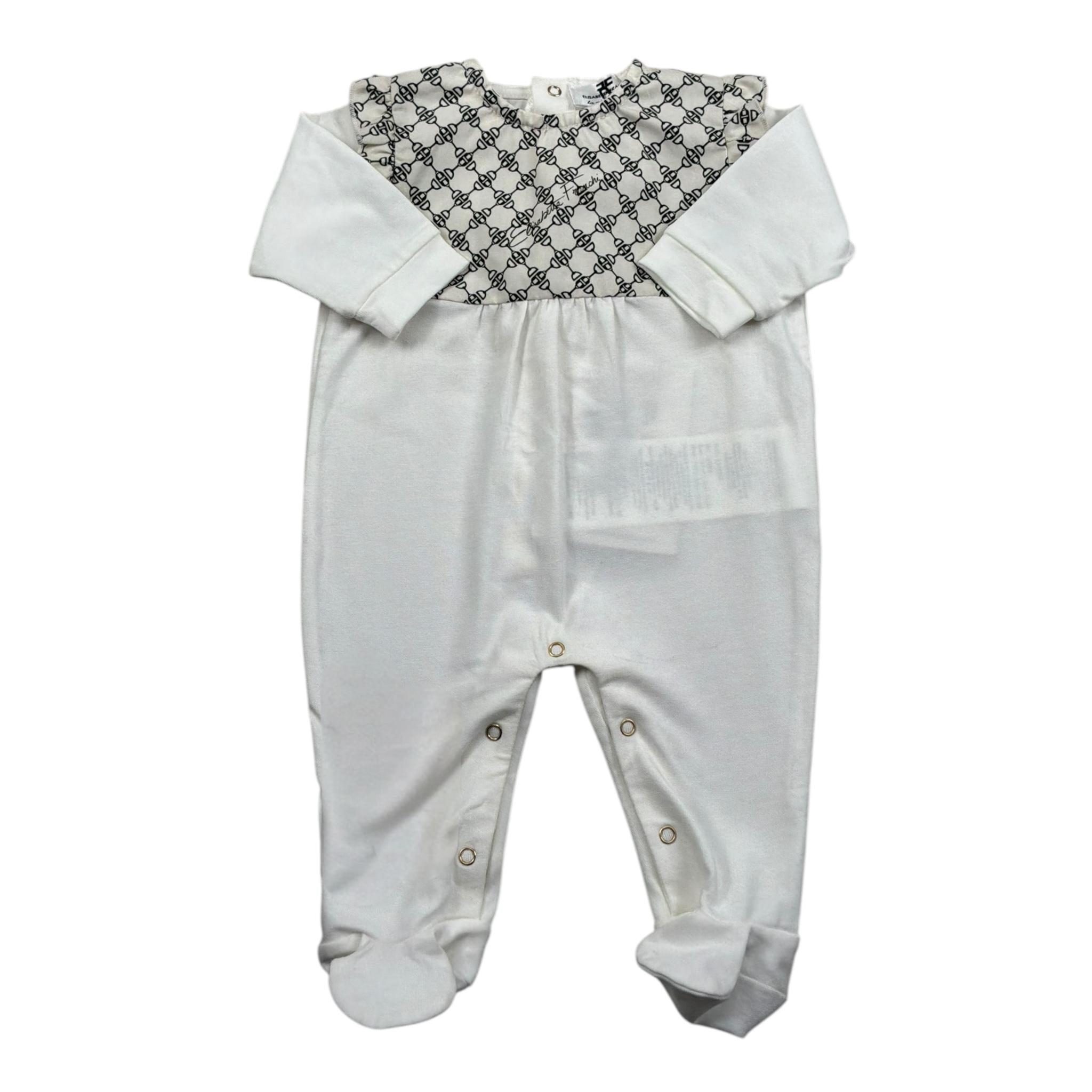 Elisabetta Franchi Tutina Manica Lunga Tinta Unita con Stampe per Neonata ENTU51 BIANCO ELISABETTA FRANCHI 