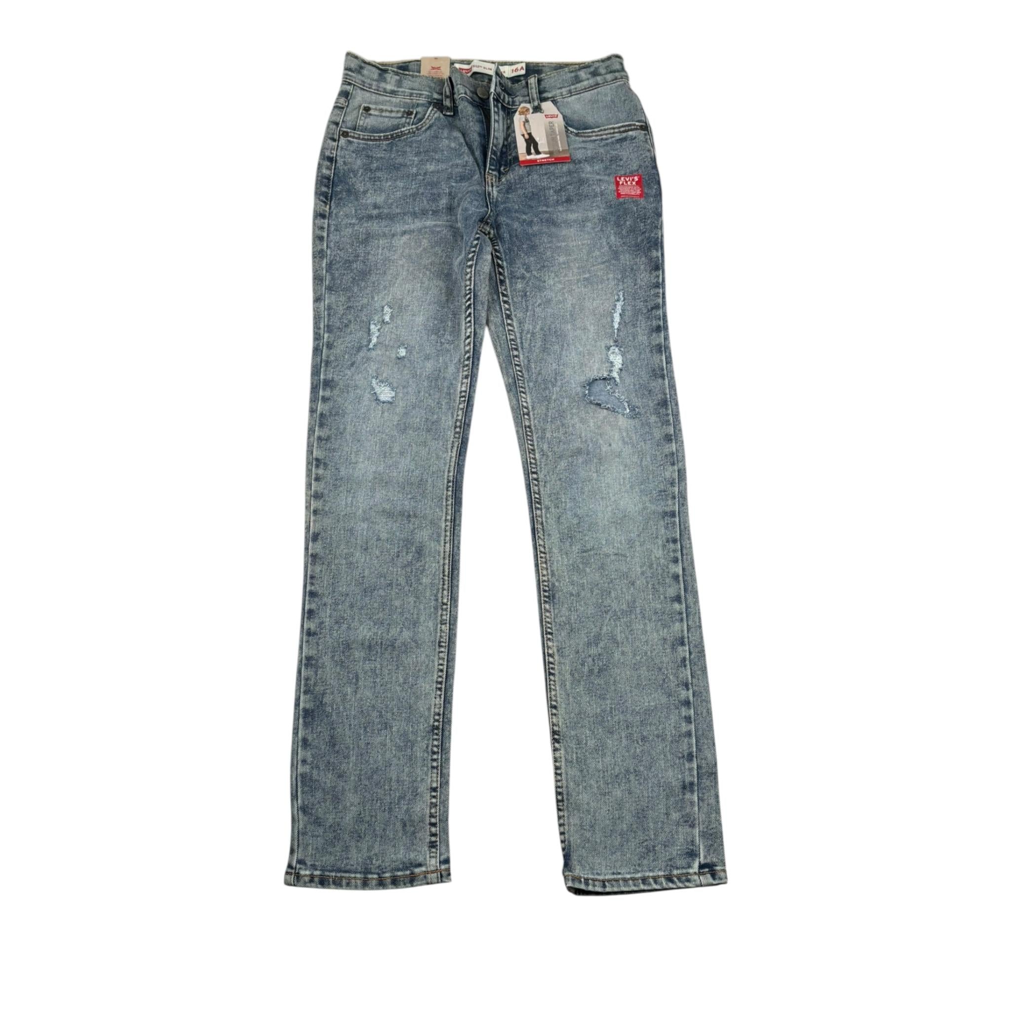 Levi'S Jeans Tinta Unita con Strappi per Bambino 9E6728 AZZURRO LEVI'S 