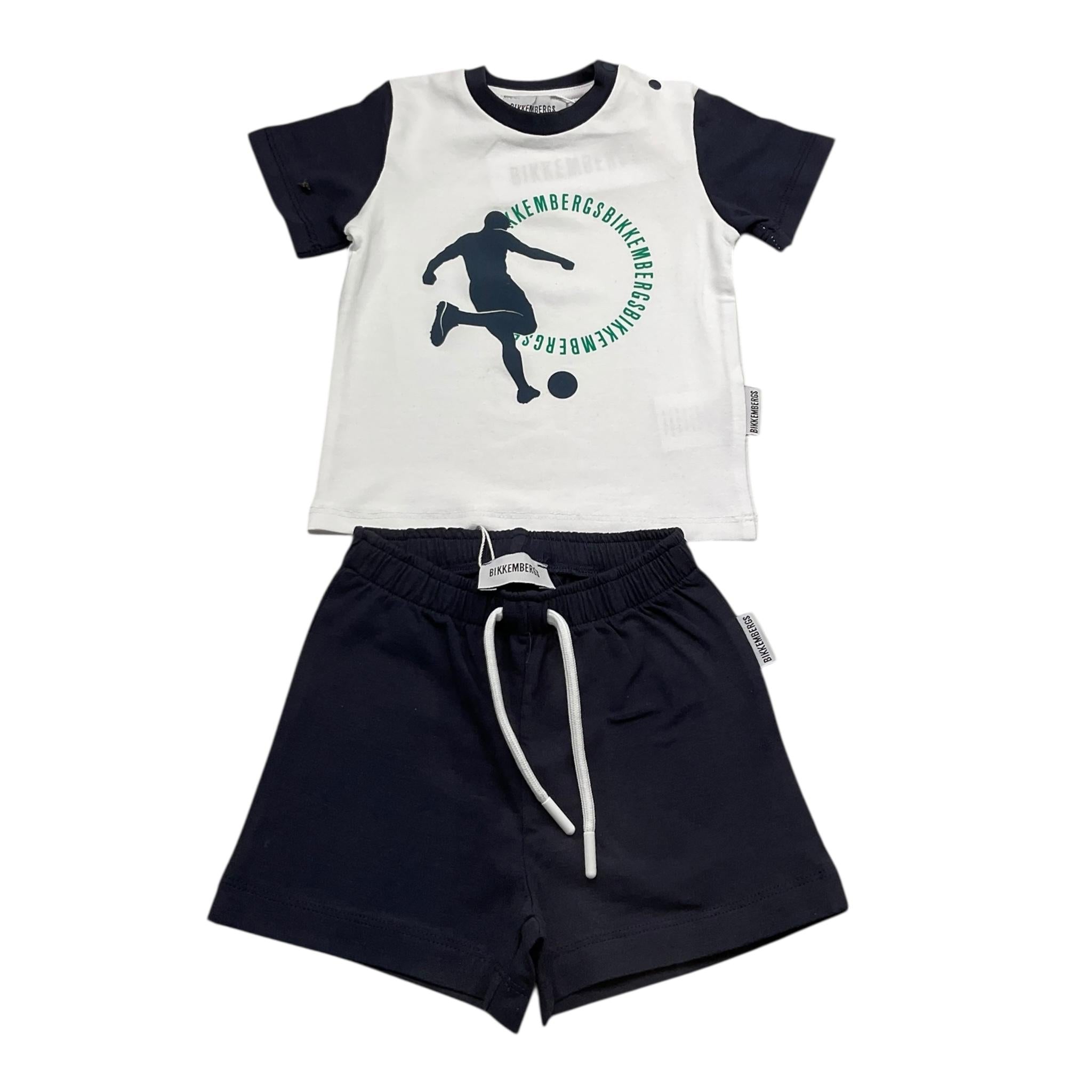 Bikkembergs Completo 2 Pezzi Bicolore T-Shirt-Bermuda per Neonato BK3415X BIANCO/BLU BiKKEMBERGS 