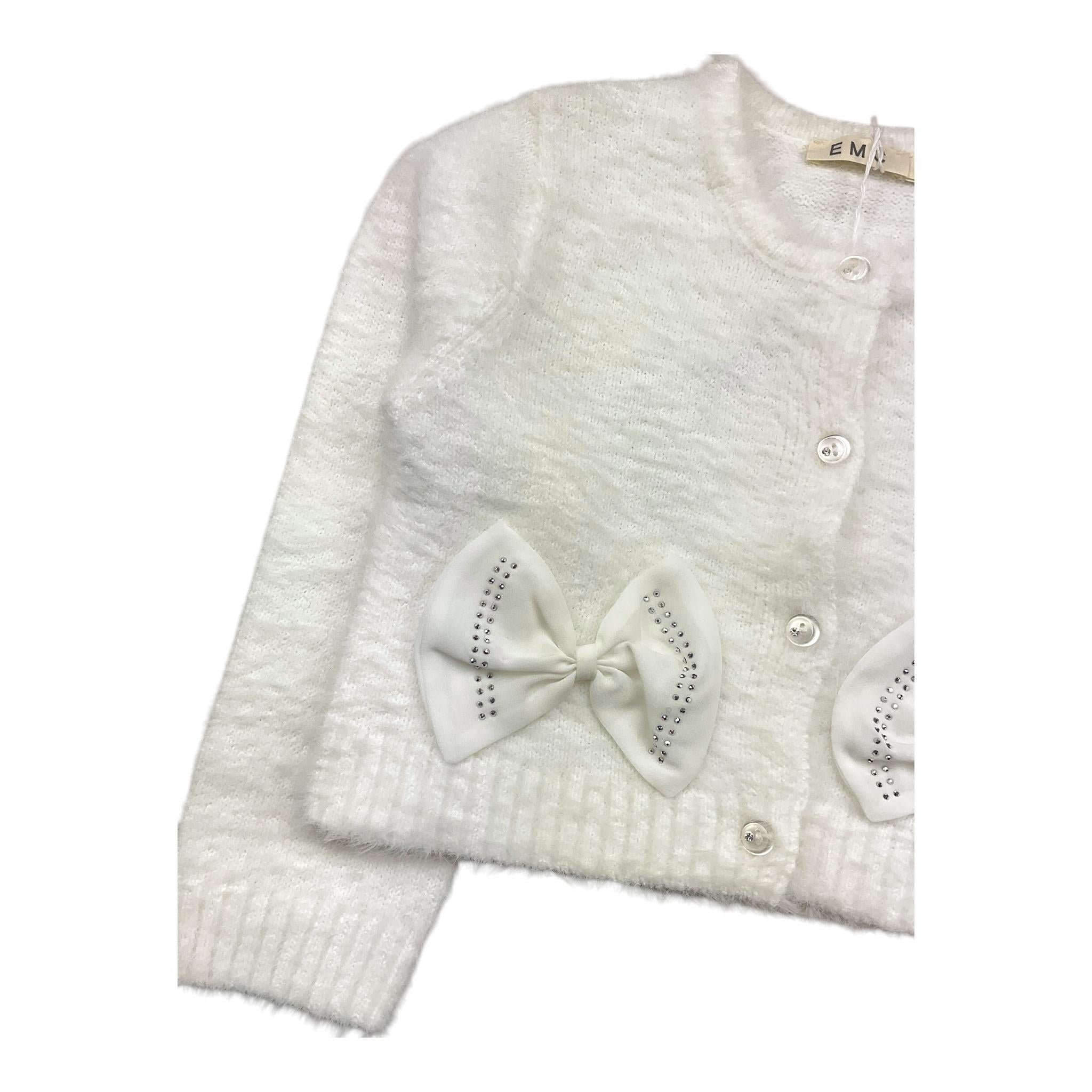 EMC cardigan tinta unita con fiocchi Panna per Bambina CE2044 PANNA EMC 