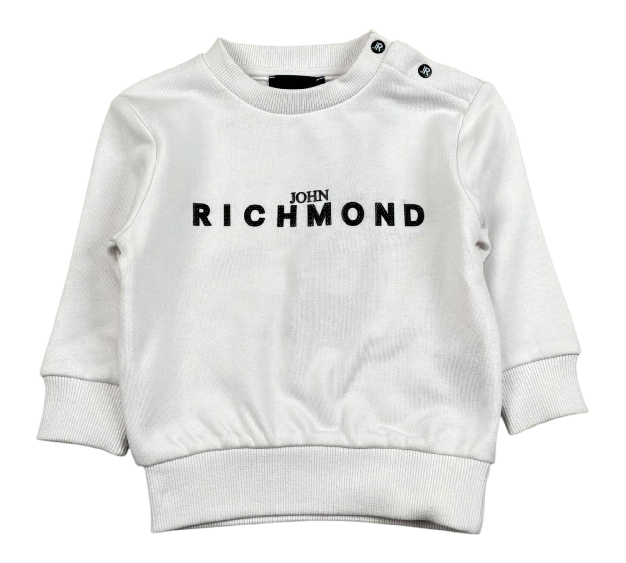 John Richmond Felpa Chiusa Girocollo Tinta Unita con Logo per Neonato RIP26036FE BIANCO JOHN RICHMOND 