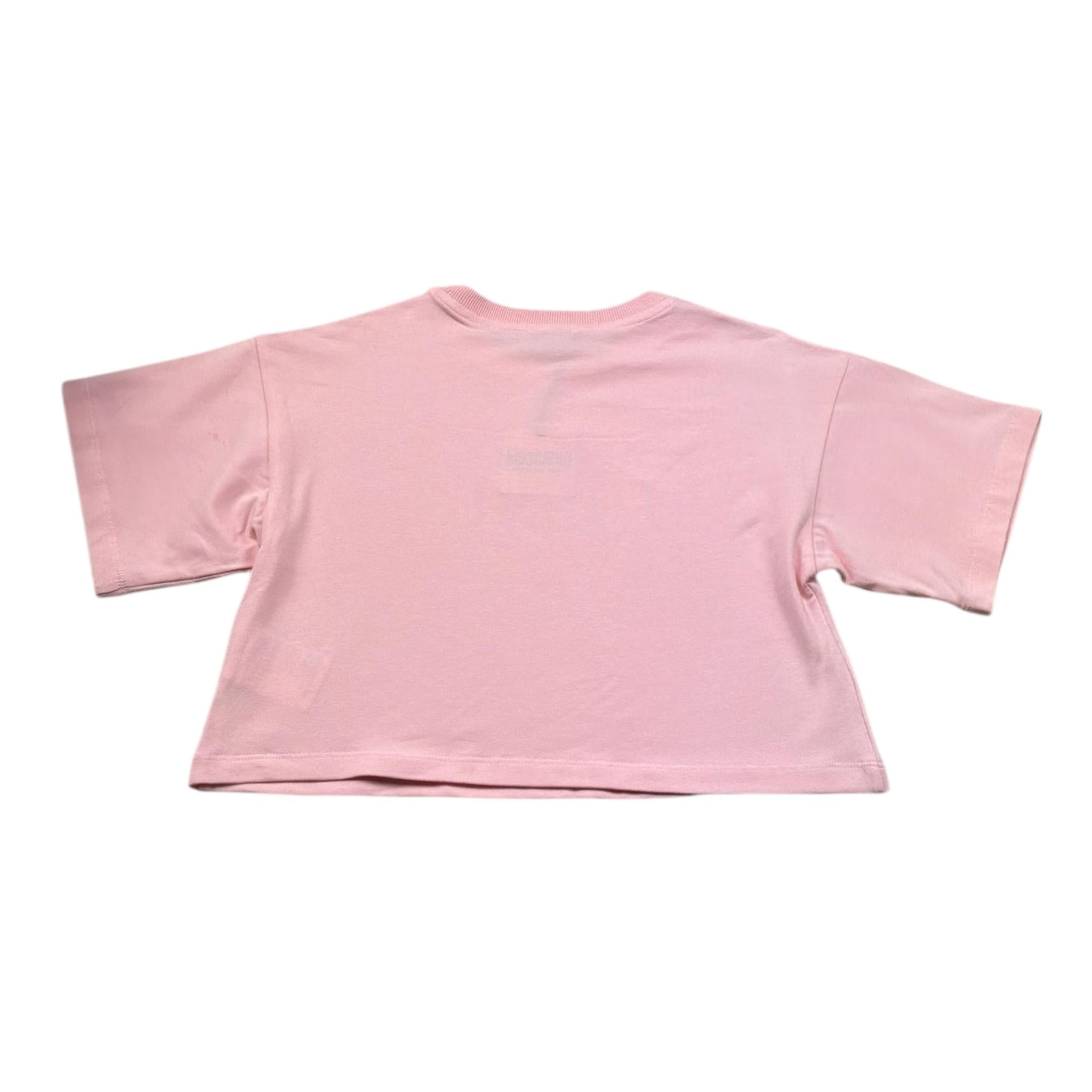 Moschino T-Shirt Girocollo Tinta Unita con Stampa per Bambina HAG01H ROSA MOSCHINO 