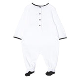 Balmain Set Tutina-Cappello Tinta Unita con Profili In Contrasto per Neonato TUTINS BIANCO BALMAIN 