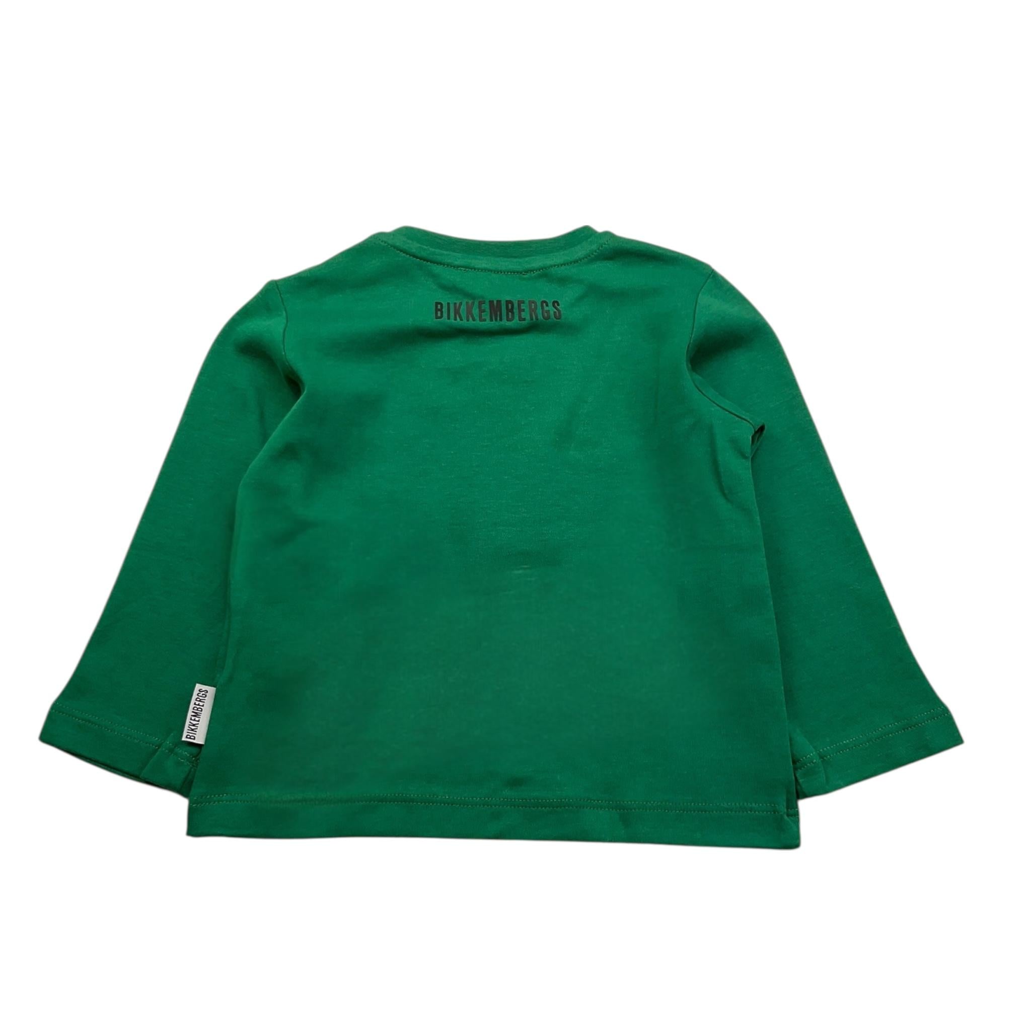 BiKKEMBERGS shirt girocollo tinta unita con stampa Verde per Neonato BK2901 VERDE BiKKEMBERGS 