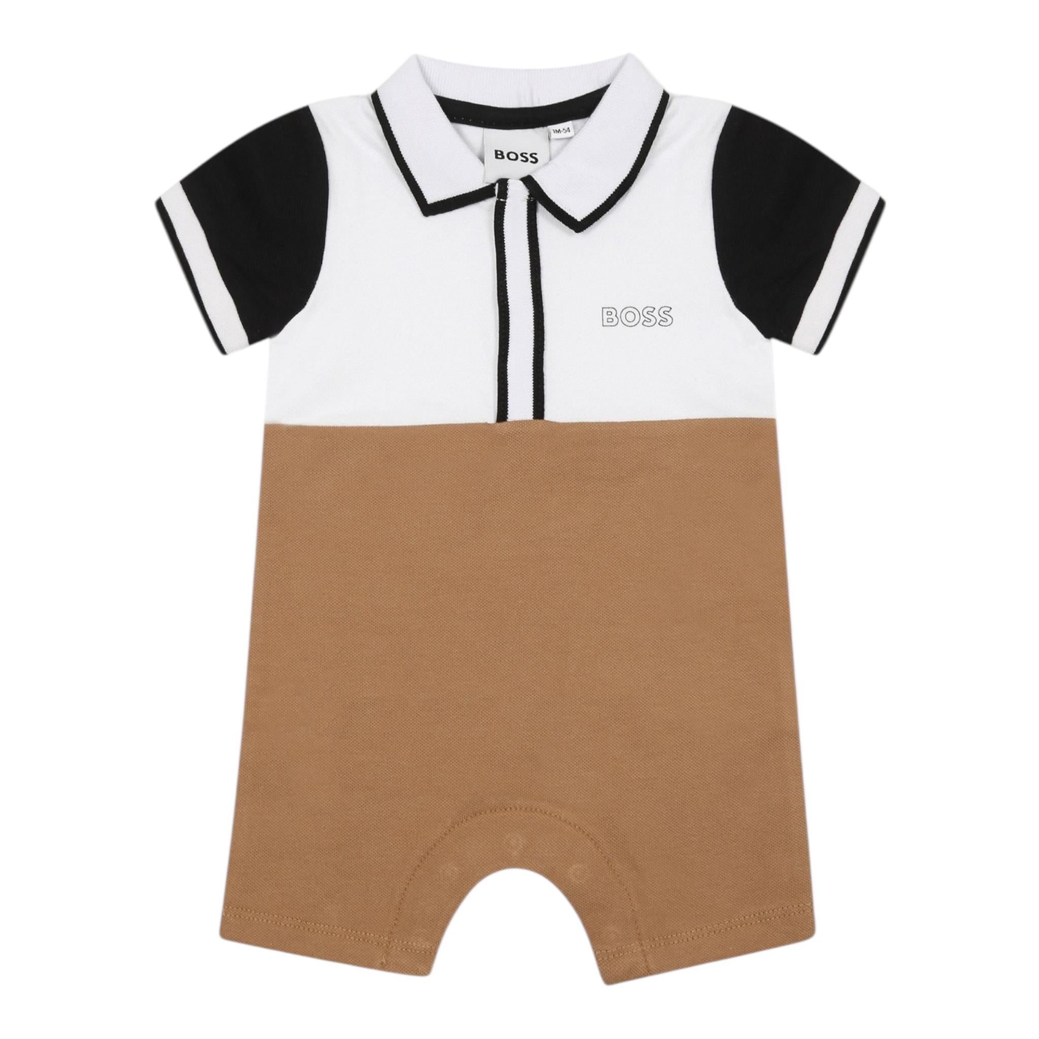 Boss Pagliaccetto Mezza Manica Bicolore per Neonato J52207 BIANCO/BEIGE BOSS 