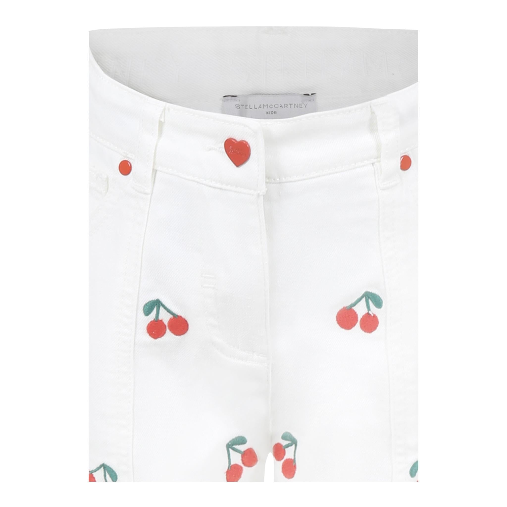 Stella Mccartney Jeans Tinta Unita con Ricami Ciliegie per Bambina TW6B800X BIANCO STELLA McCARTNEY 