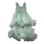 Notaro Of Kids Abito Giromanica Tinta Unita con Tulle per Bambina K23422 VERDE NOTARO OF KIDS 