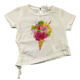 M+E' T-Shirt Girocollo Tinta Unita Cn Stampa In Contrasto Bianco per Neonata