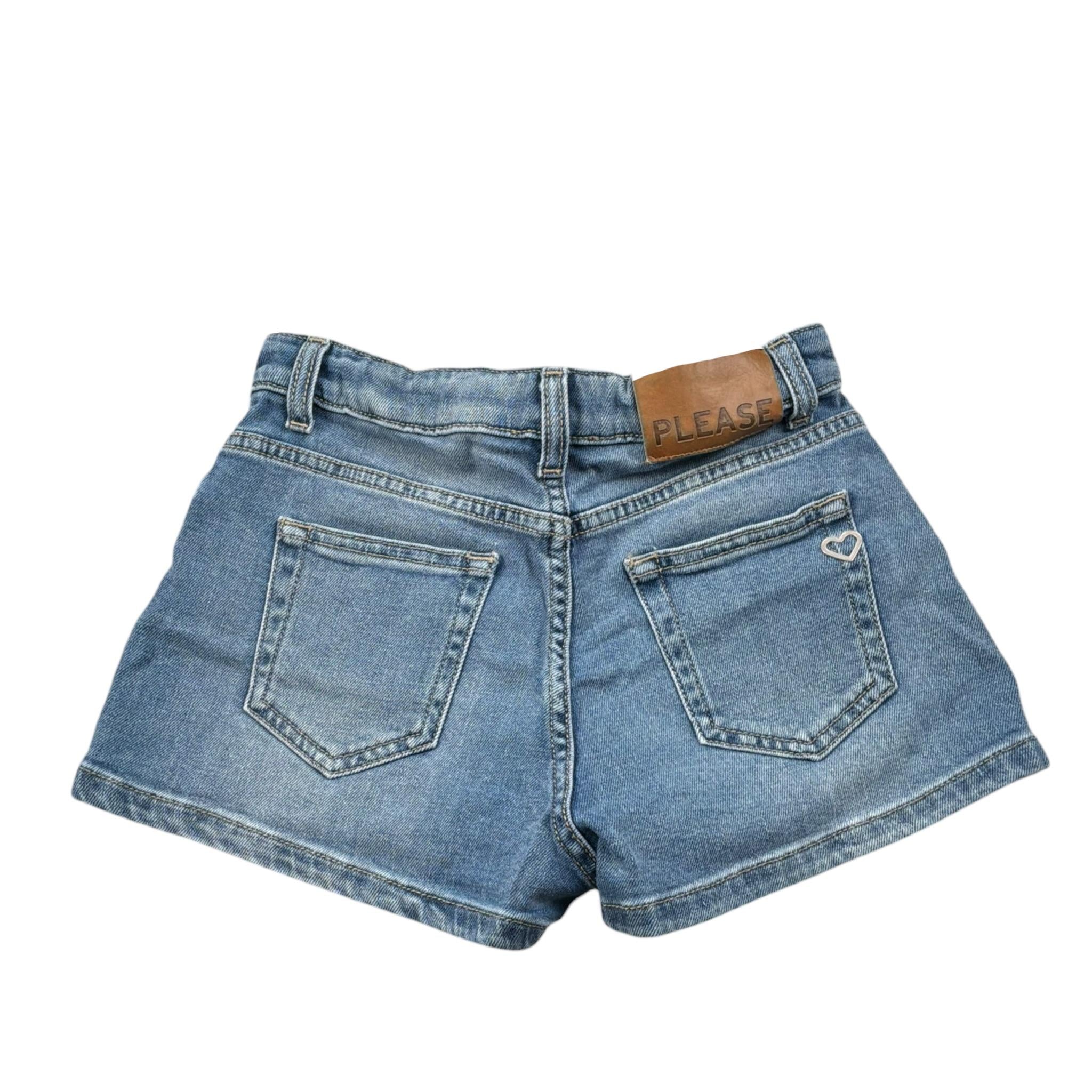 Please Short Tinta Unita con Girovita Regolabile per Bambina RB22010G72 BLU PLEASE 