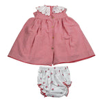 Valentina Bebes Set Abito-Coulotte con Fantasia Quadri per Neonata LOVE134 ROSSO VALENTINA BEBES 