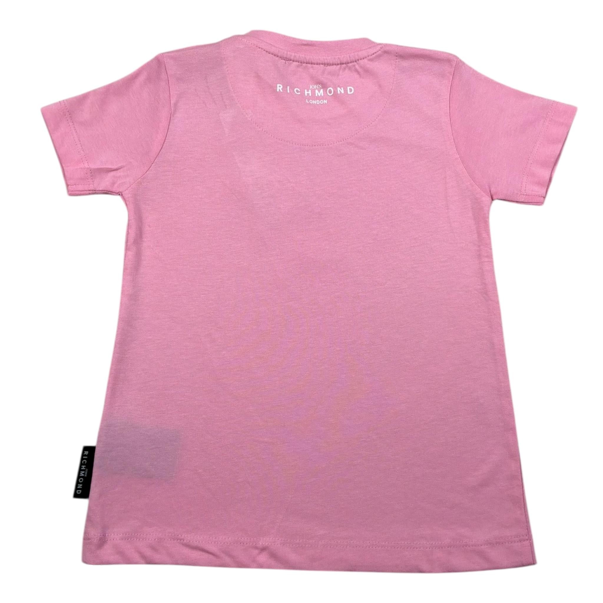 John Richmond T-Shirt Girocollo Tinta Unita con Stampa per Bambina RIP2500TSJ ROSA JOHN RICHMOND 