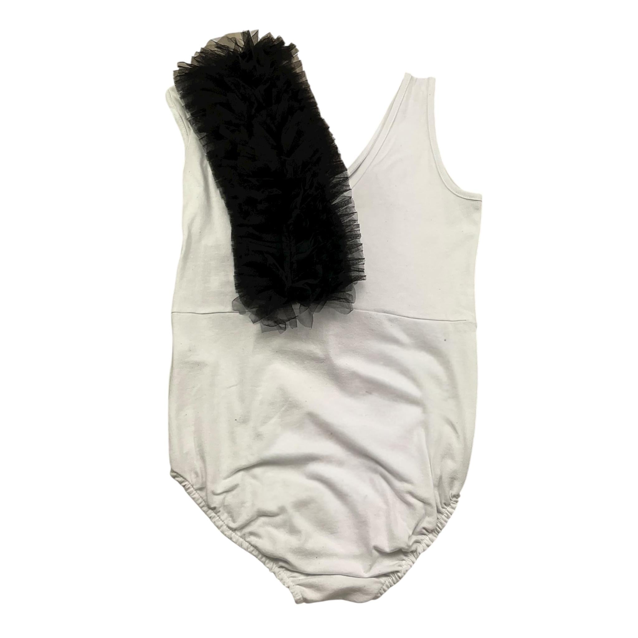 Petit Posh Body Giromanica Tinta Unita con Tulle per Bambina GFJS25073BD BIANCO/NERO PETIT POSH 