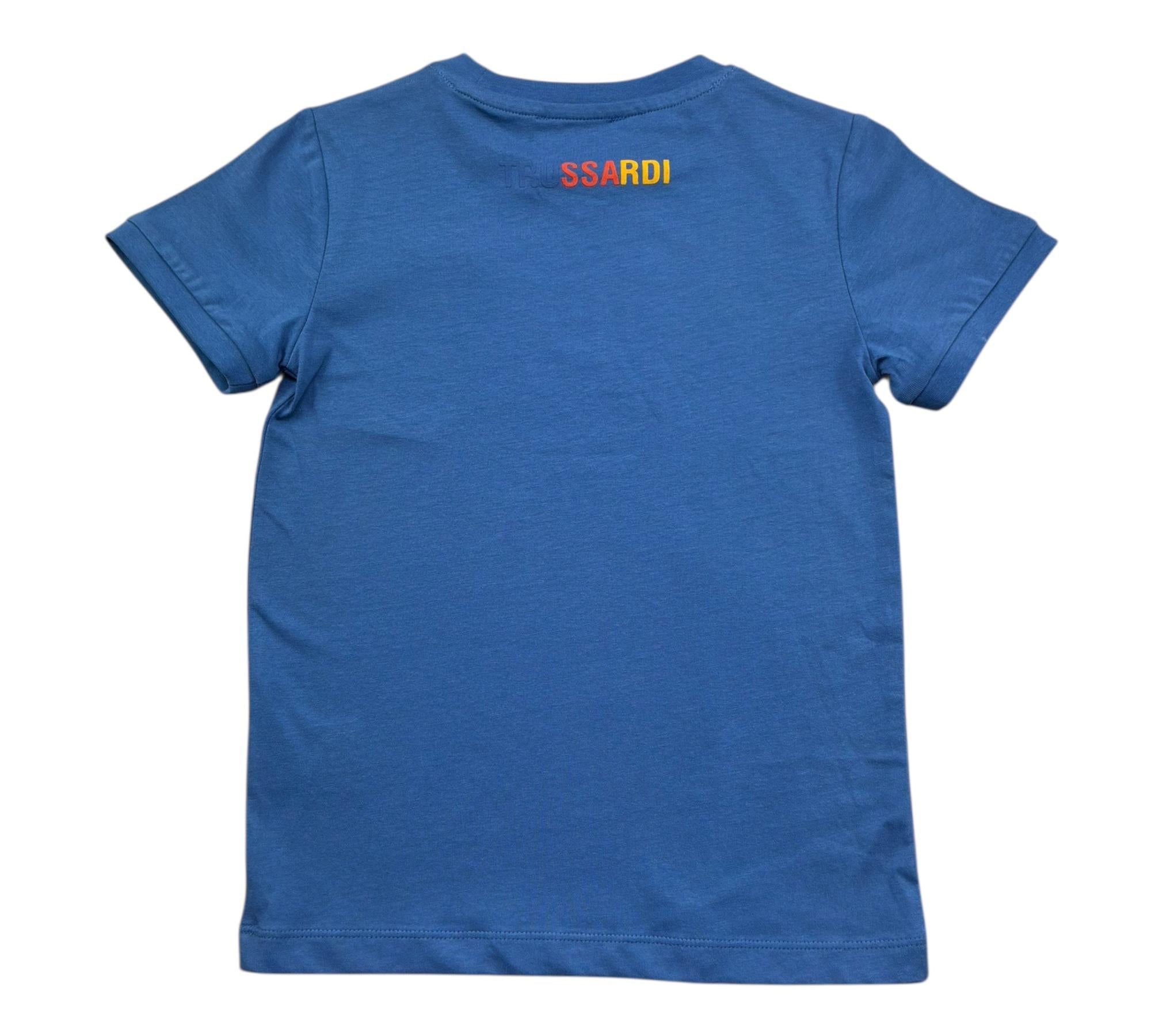 Trussardi T-Shirt Girocollo Tinta Unita con Stampa per Bambino TBP26096TS BLU TRUSSARDI 