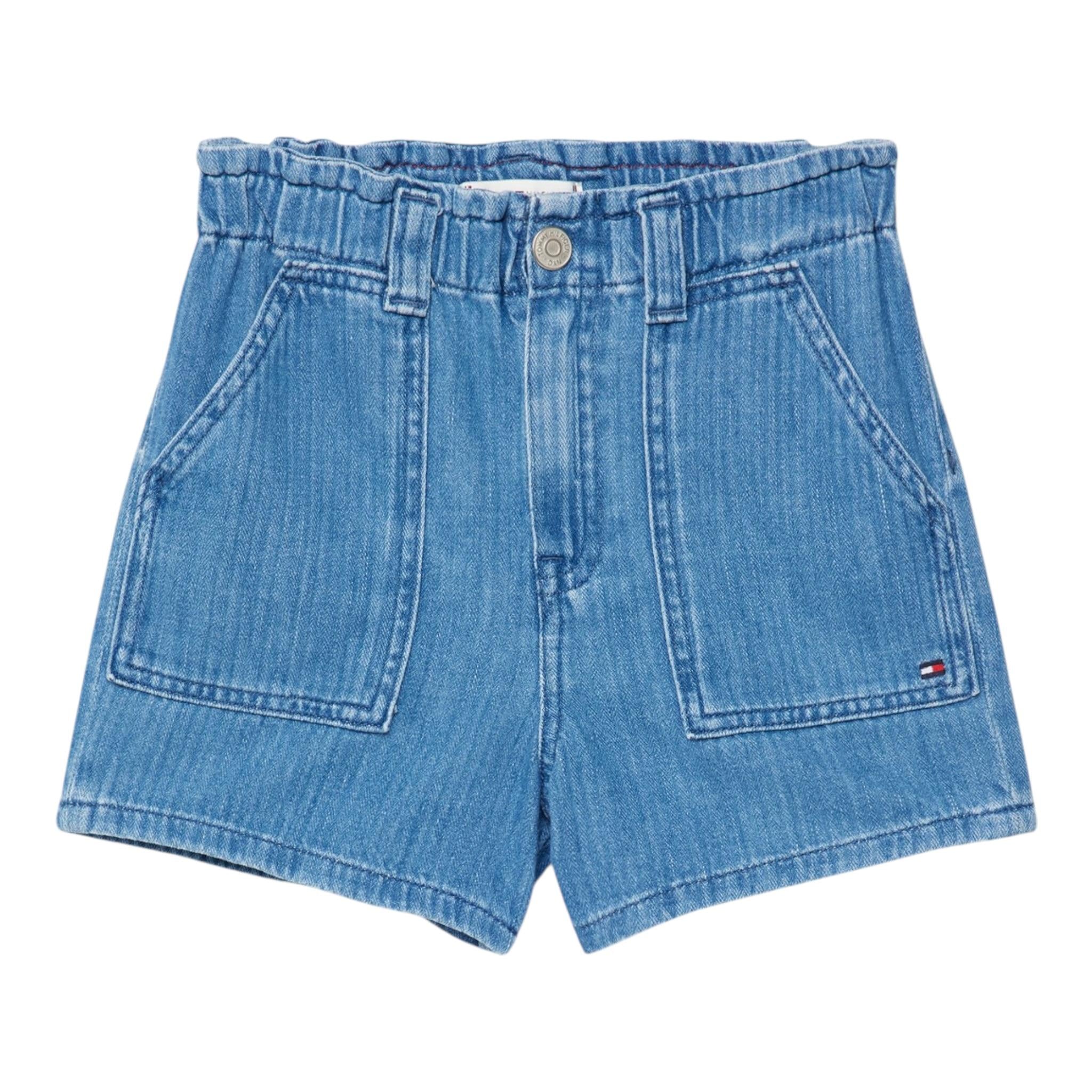 Tommy Hilfiger Short In Denim tinta unita con Elastico In Vita Blu per Bambina KG0KG07814 BLU TOMMY HILFIGER 
