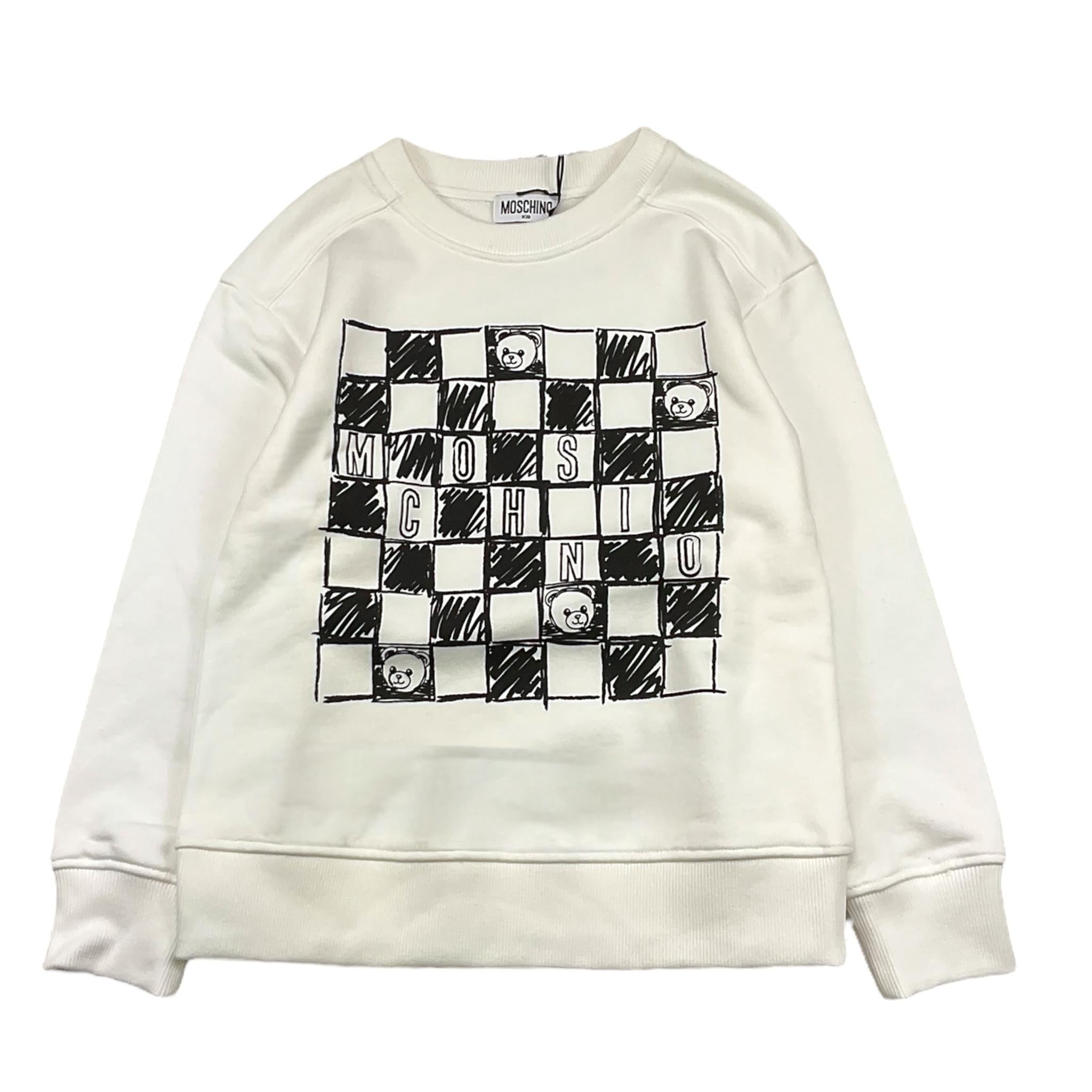 MOSCHINO felpa tinta unita girocollo con stampa Bianco per Bambino HUF099 BIANCO MOSCHINO 