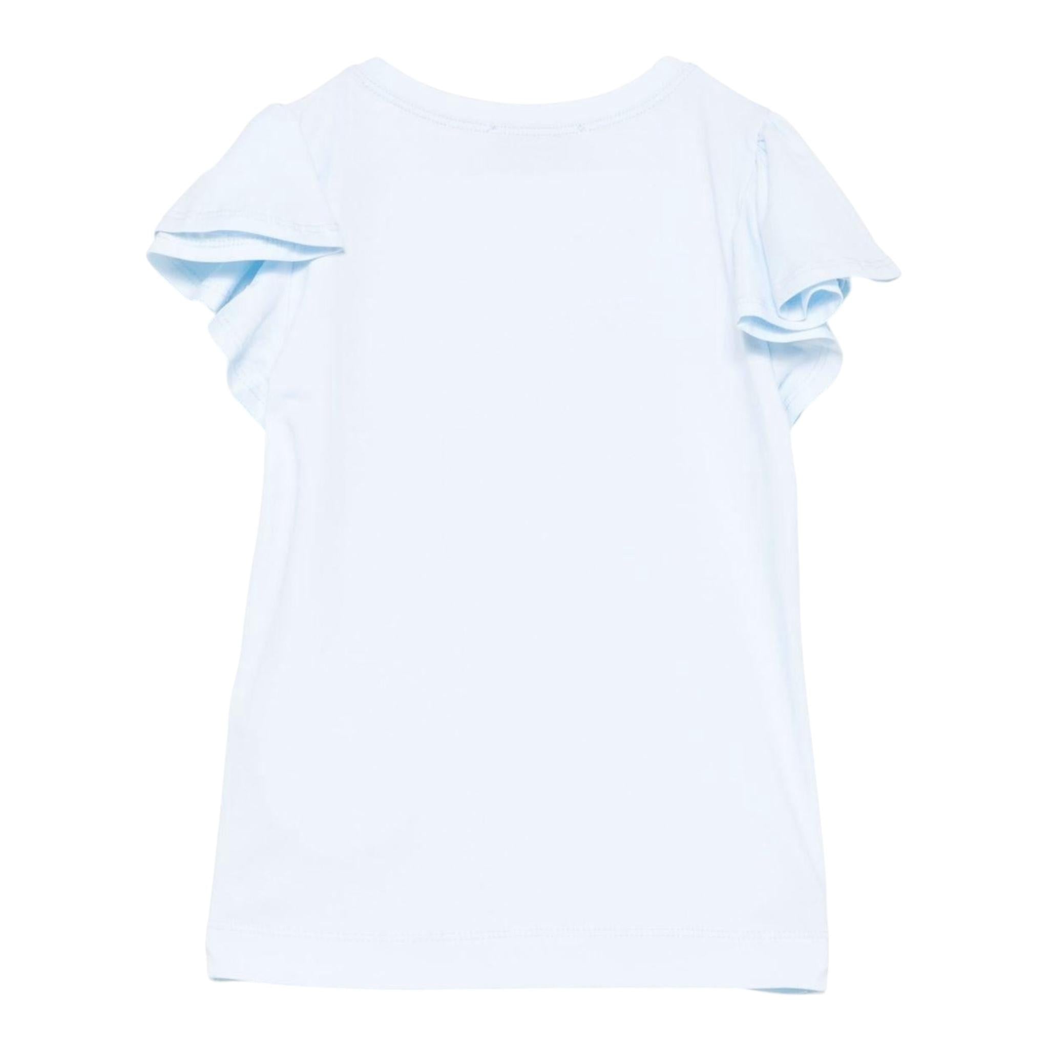 Monnalisa T-Shirt Girocollo con Stampa Brillantini E Rouches per Bambina 11E618 BIANCO MONNALISA 