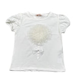 Please T-Shirt Girocollo Tinta Unita con Tulle per Bambina MB33030G73J BIANCO PLEASE 